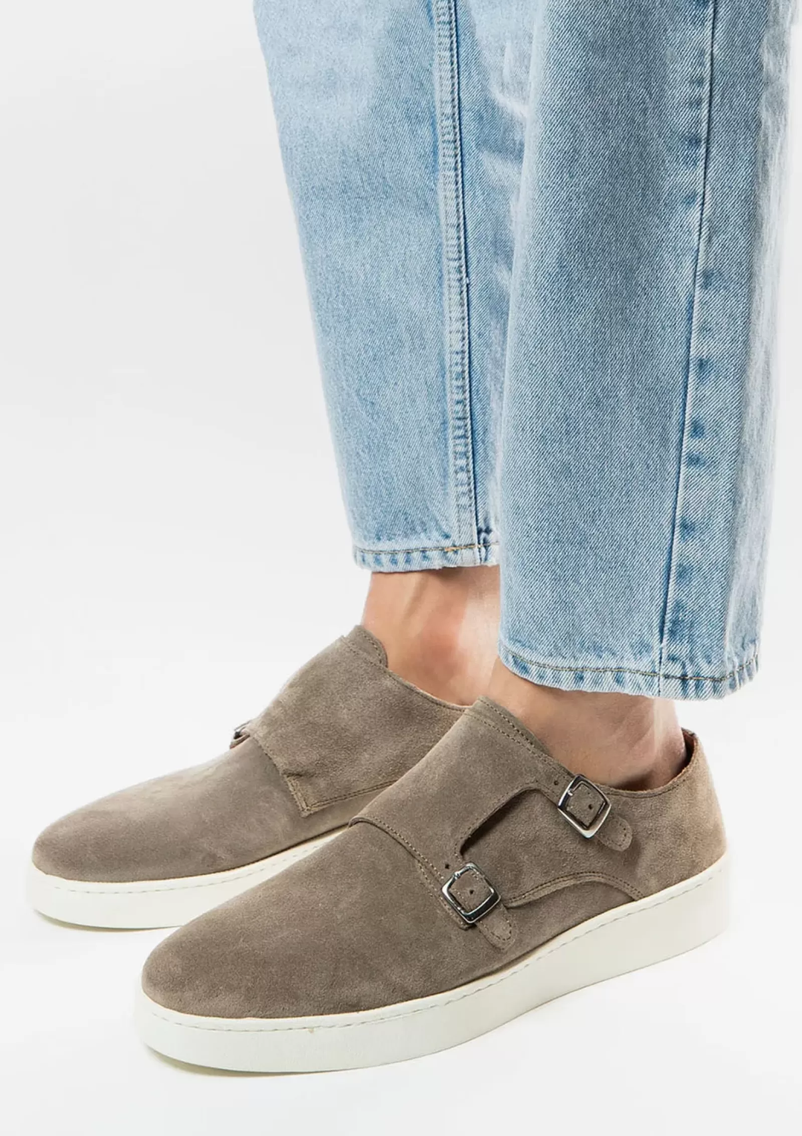 Hommes Sacha Chaussures À Boucle<Baskets A Boucles En Daim - Taupe