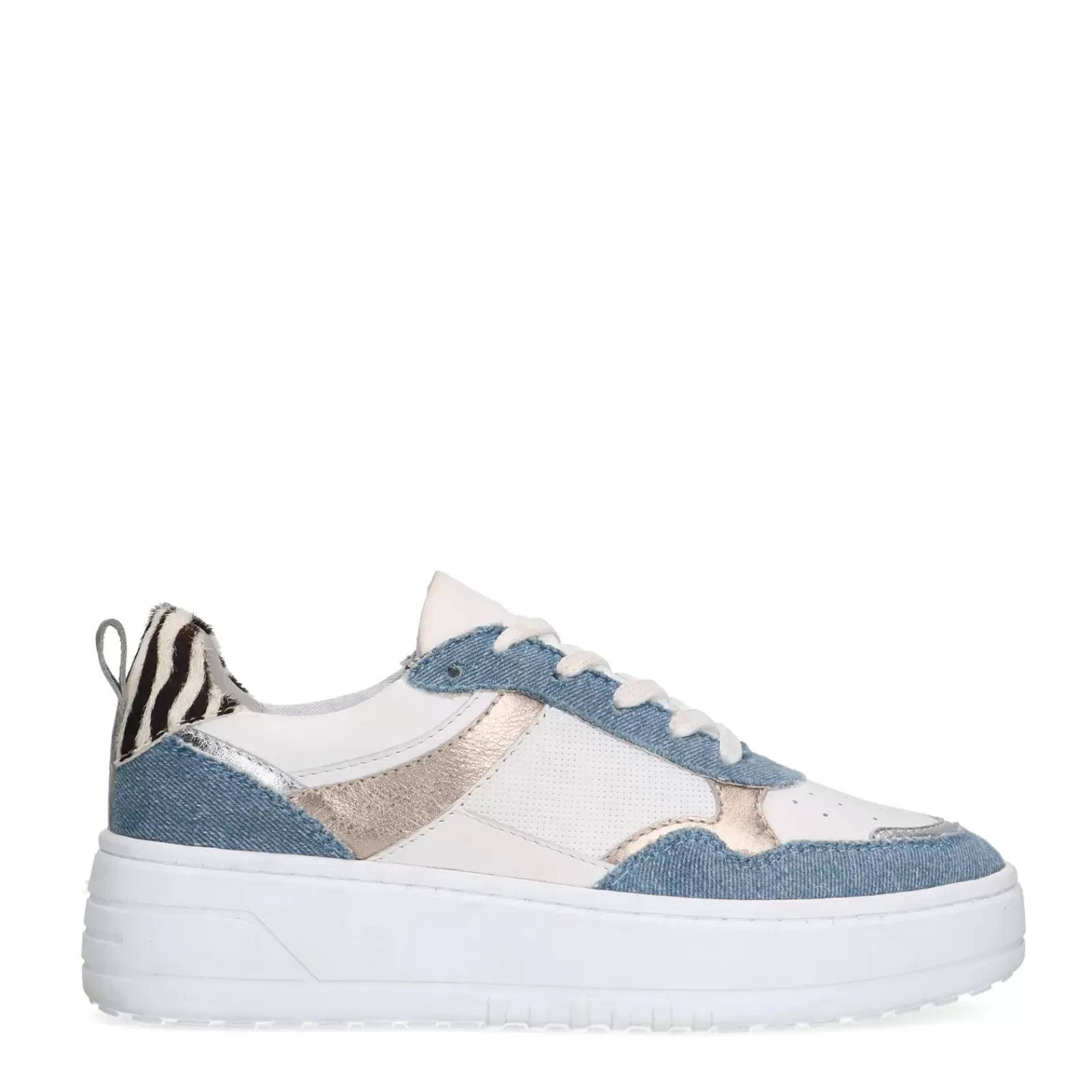 Femmes Sacha Baskets<Baskets Avec Empiecements Denim - Blanc