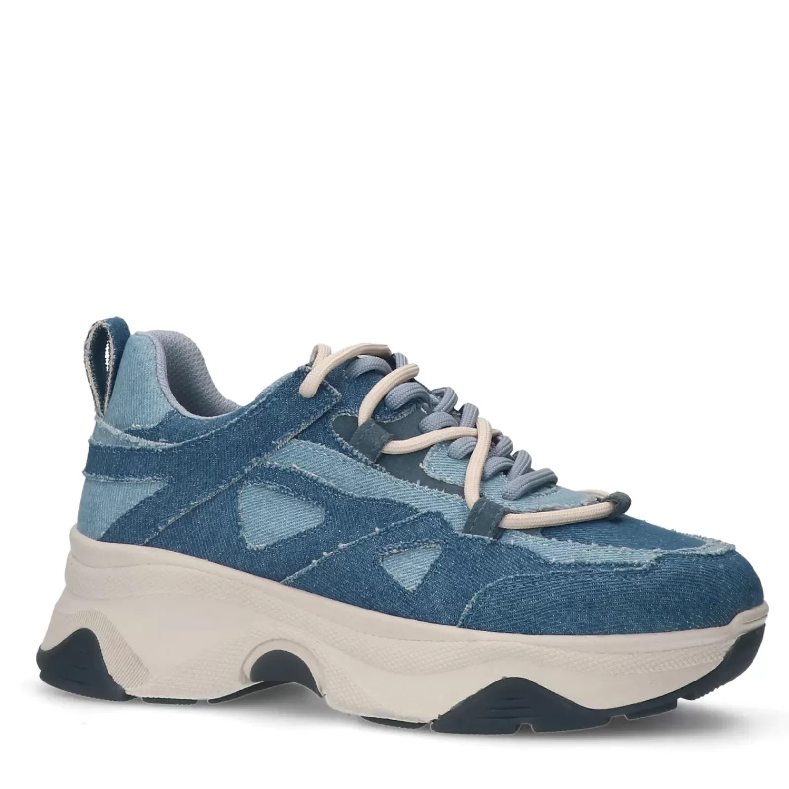 Femmes Sacha Baskets<Baskets Denim A Plateforme Avec Doubles Lacets