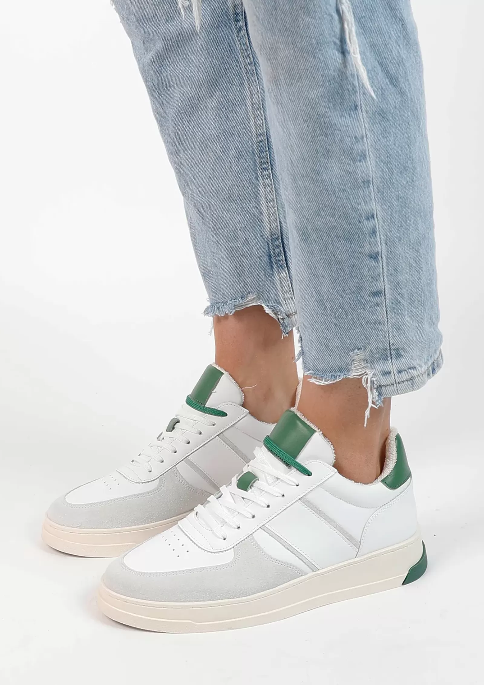 Femmes Sacha Baskets<Baskets En Cuir Avec Details - Blanc