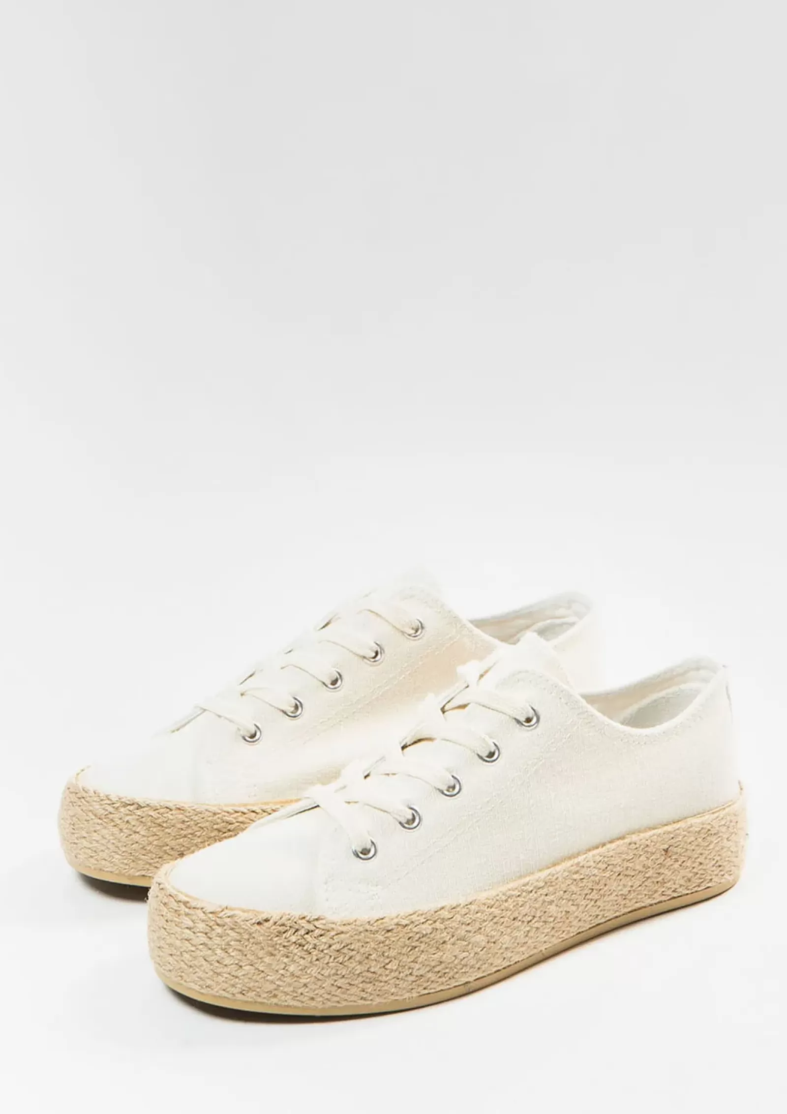 Femmes Sacha Baskets<Baskets En Toile Avec Semelle En Corde - Blanc Casse