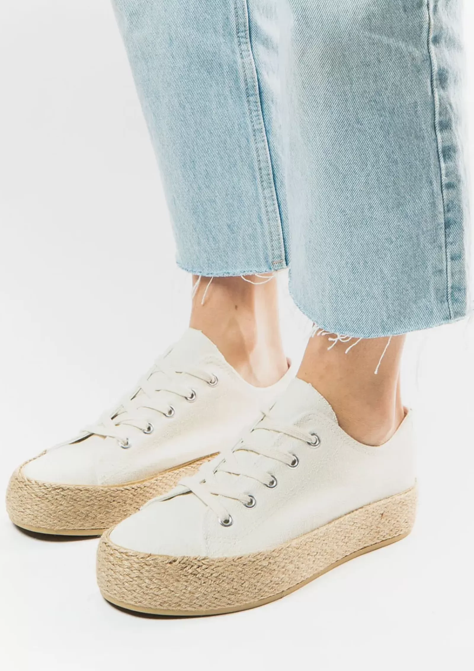 Femmes Sacha Baskets<Baskets En Toile Avec Semelle En Corde - Blanc Casse