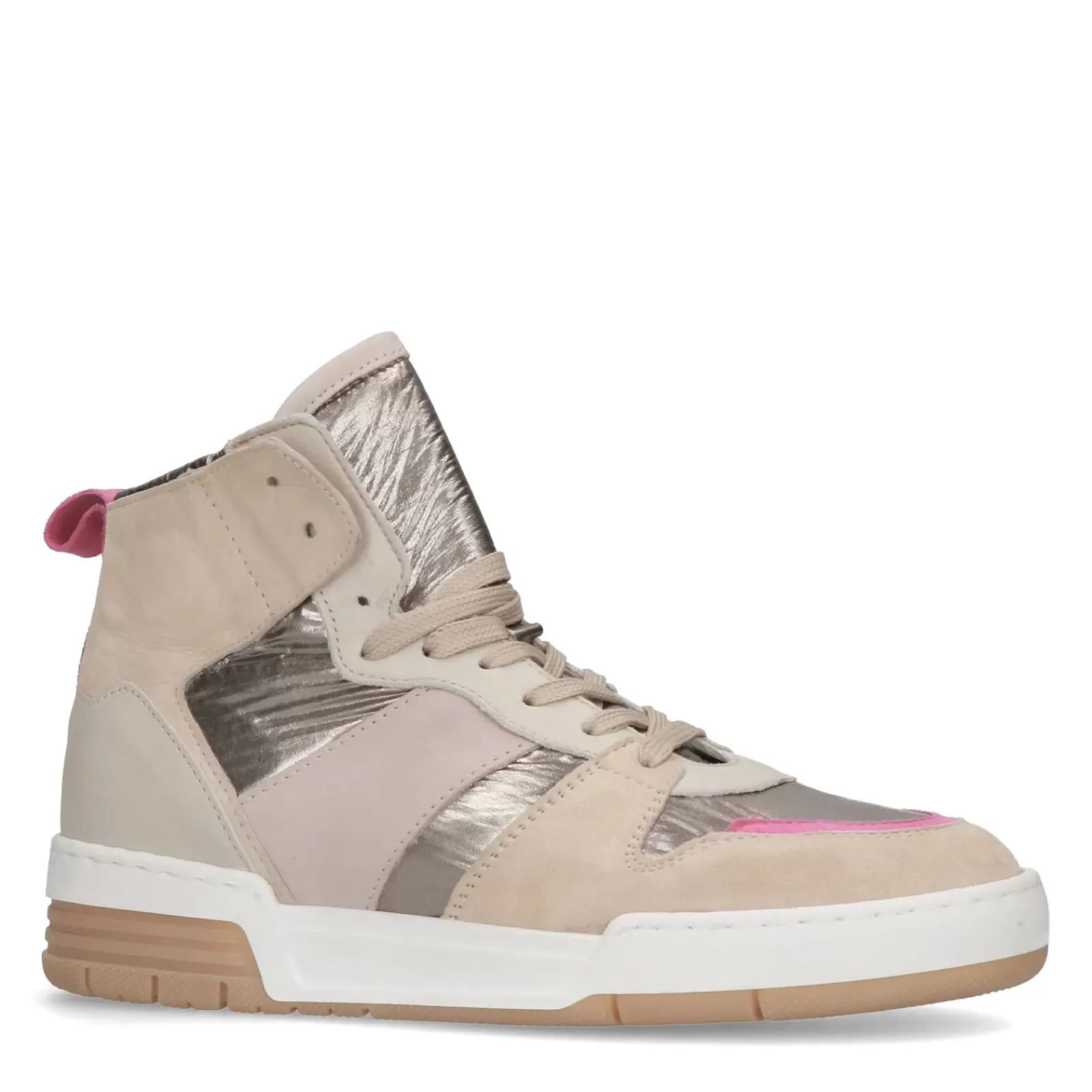 Femmes Sacha Baskets<Baskets Mi-Hautes Aux Details Metallises Et Roses - Beige