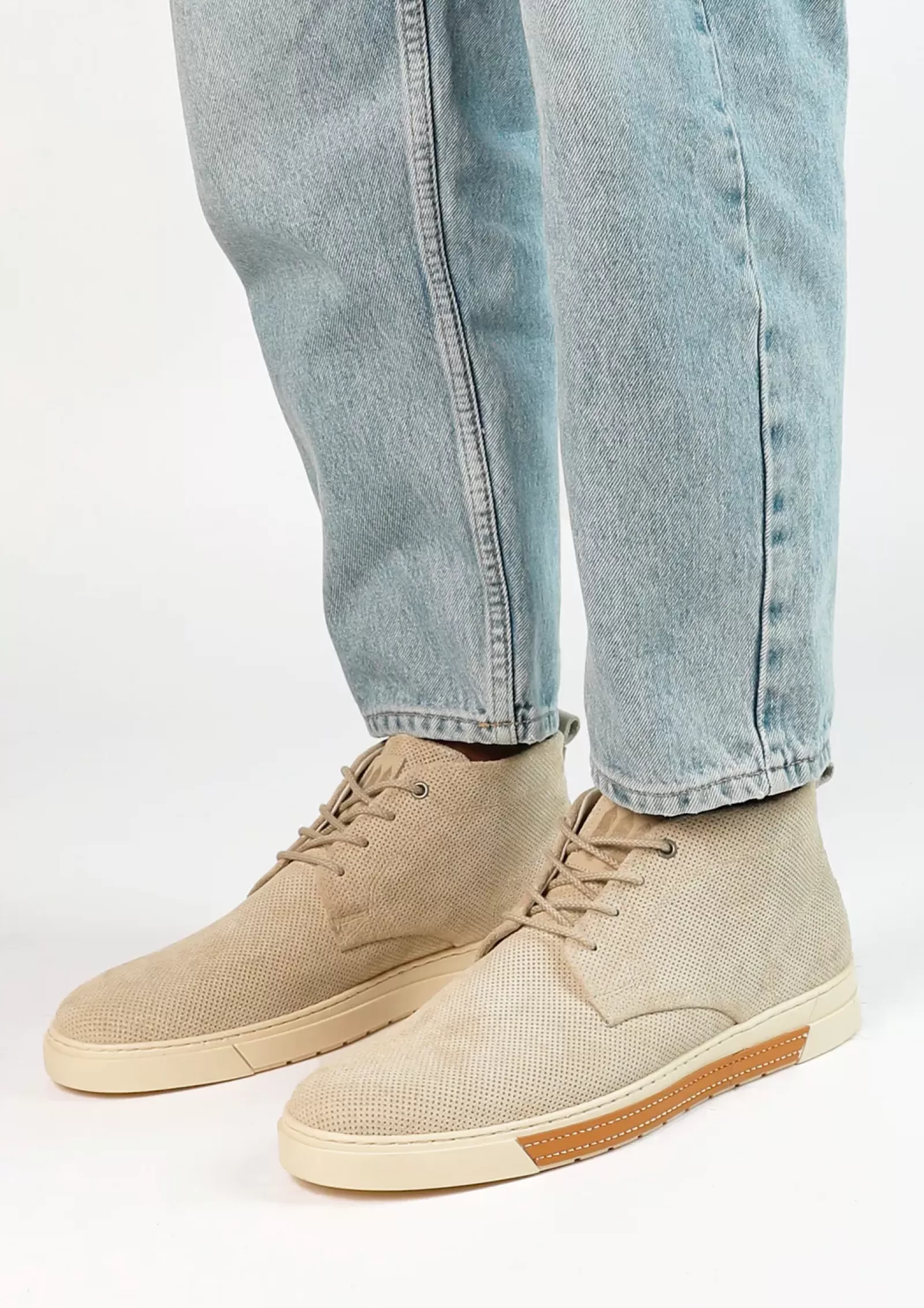 Hommes Sacha Baskets<Baskets Montantes En Cuir - Beige