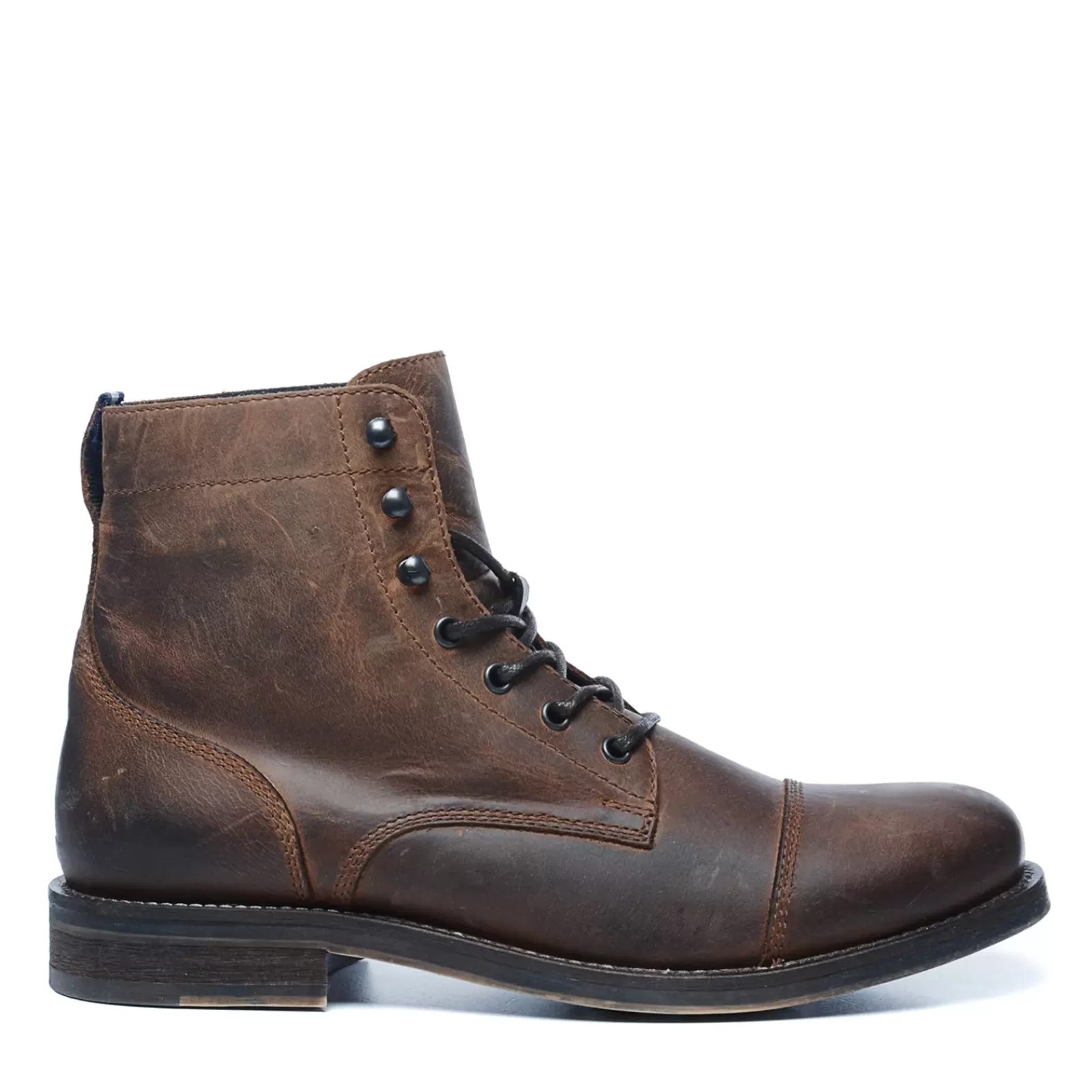 Hommes Sacha Bottes<Boots A Lacets En Cuir Avec Empiecement - Marron