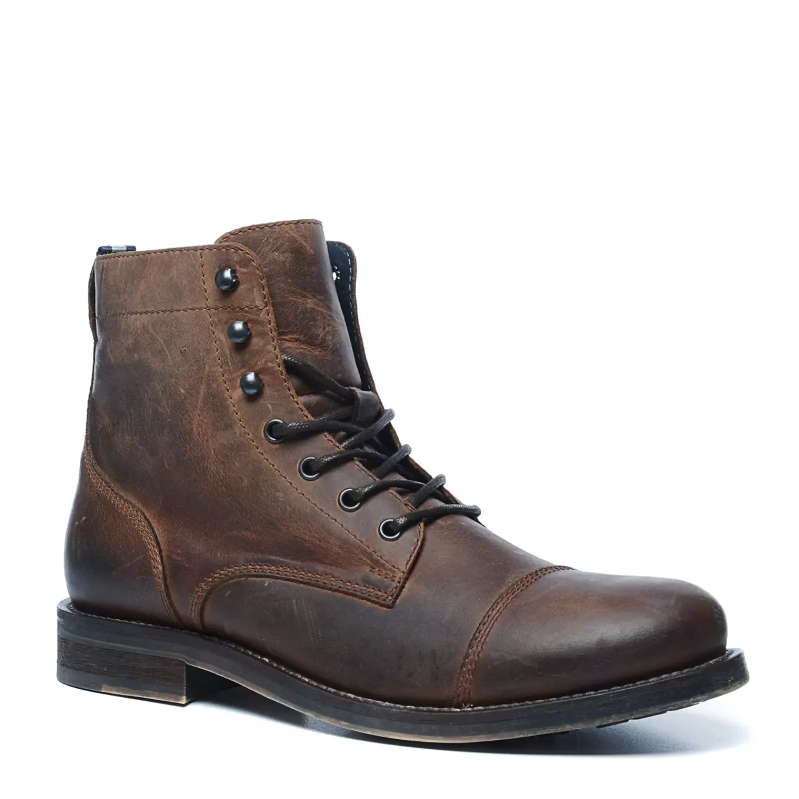 Hommes Sacha Bottes<Boots A Lacets En Cuir Avec Empiecement - Marron