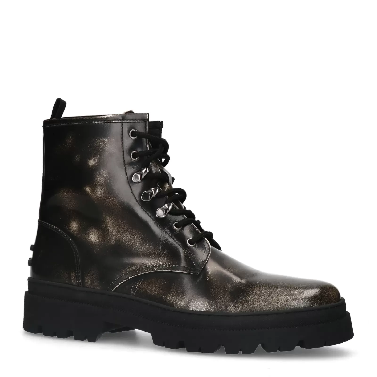 Hommes Sacha Bottes<Boots A Lacets En Cuir Depoli - Noir