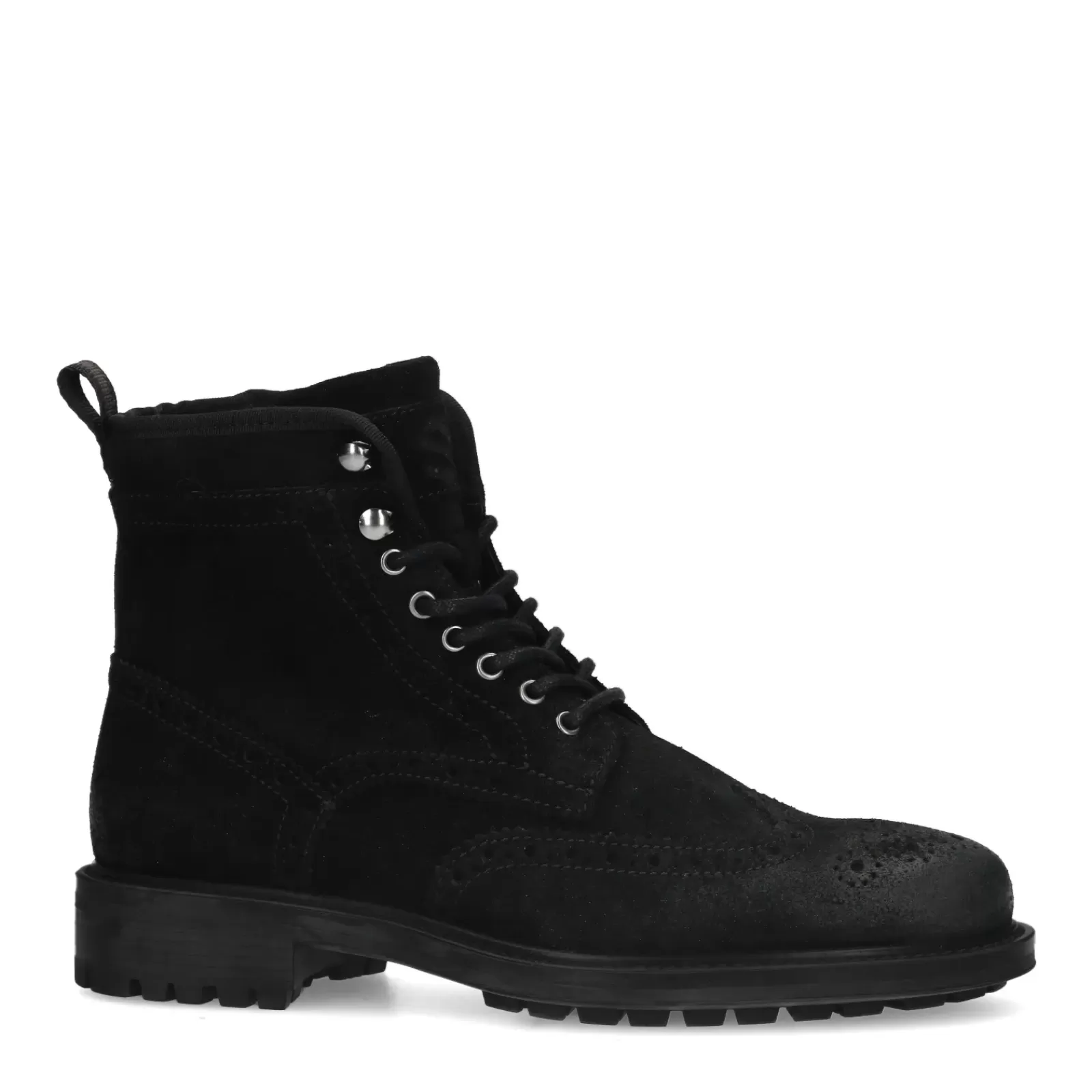 Hommes Sacha Bottes<Boots A Lacets En Daim - Noir