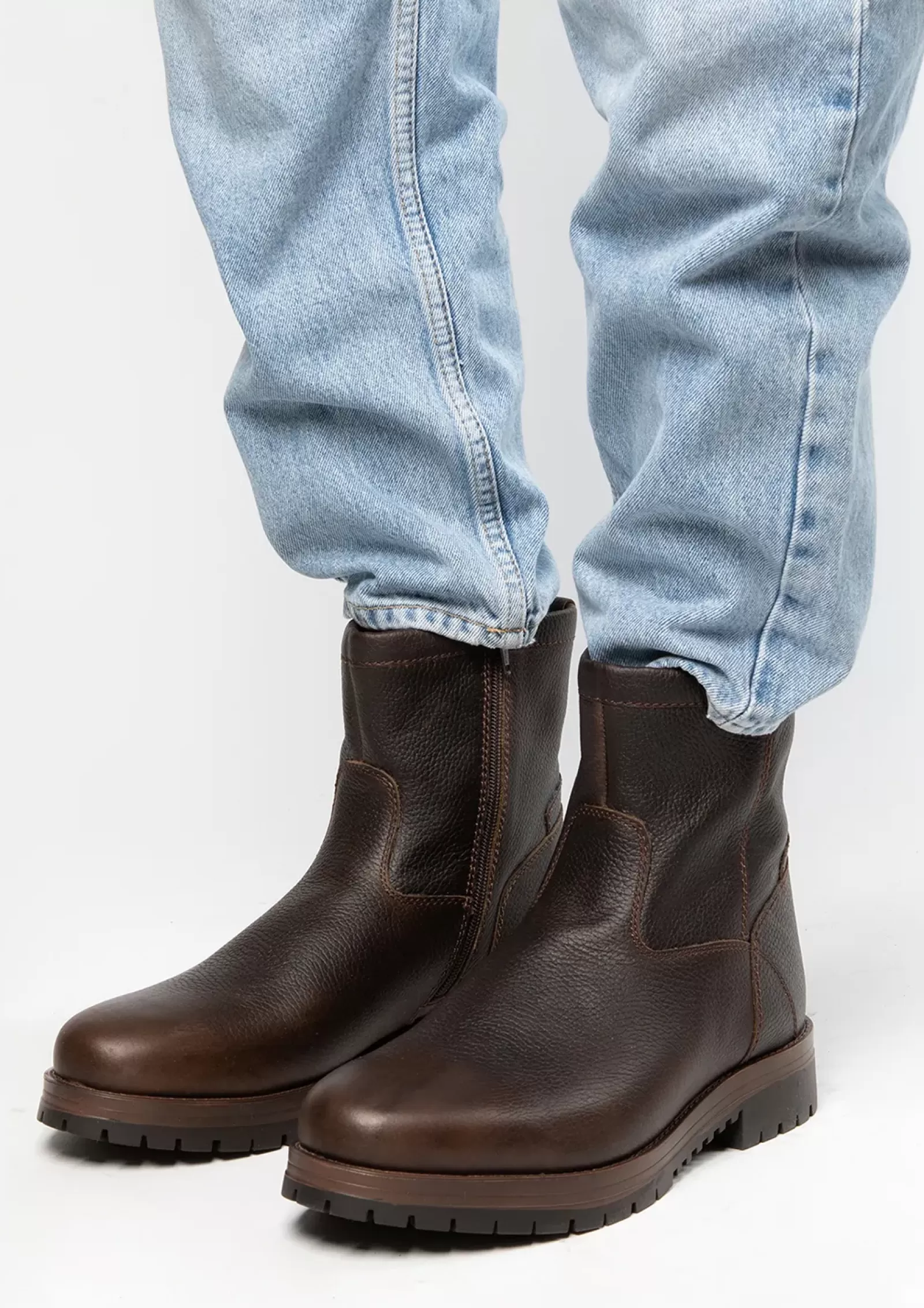 Hommes Sacha Bottes<Boots En Cuir Avec Fausse Fourrure - Brun