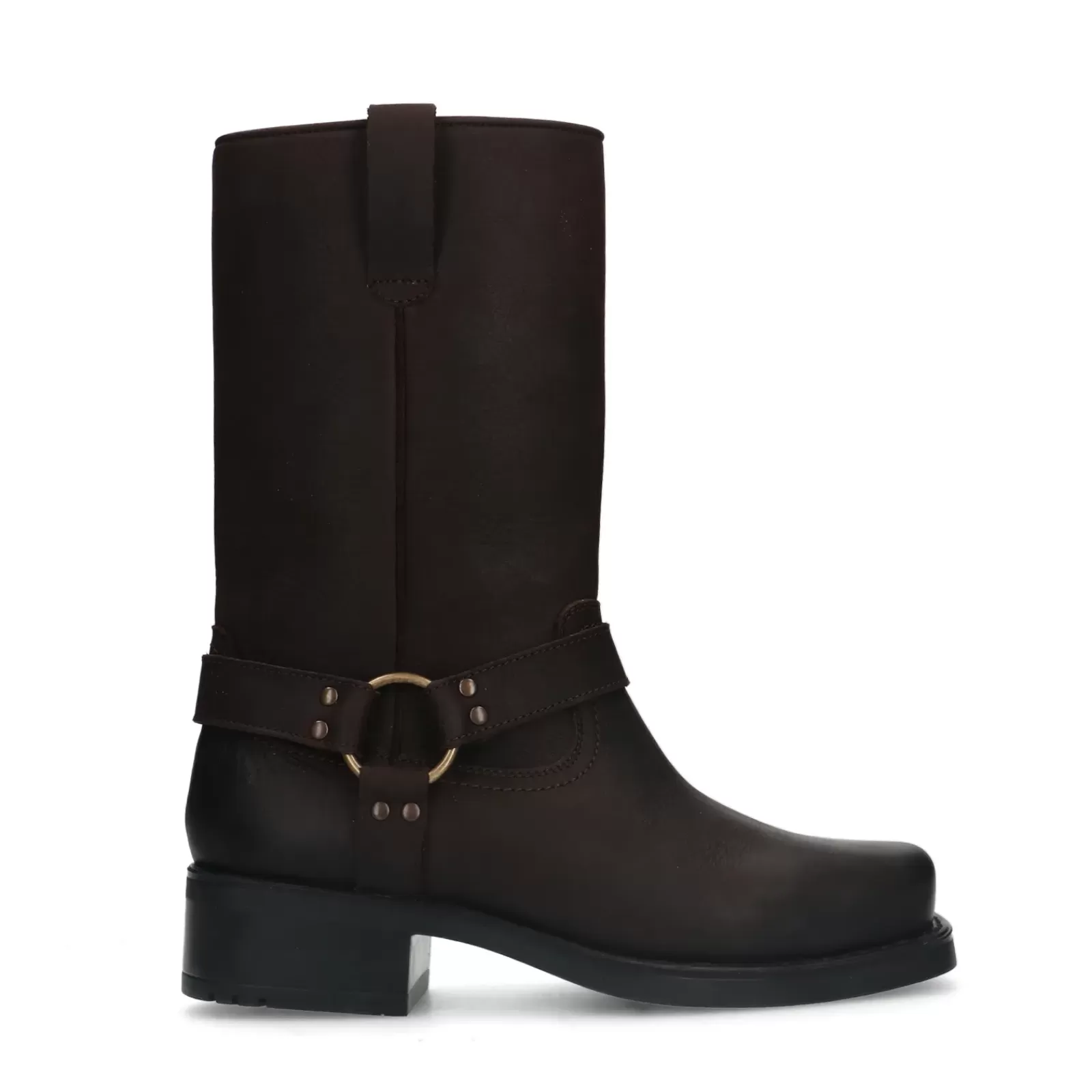 Hommes Sacha Bottes<Boots Motardes En Cuir - Marron Fonce