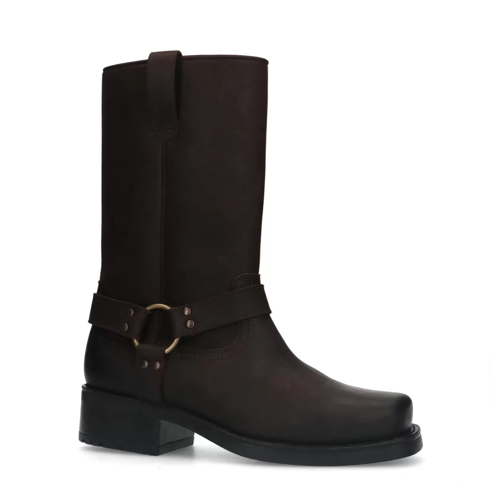 Hommes Sacha Bottes<Boots Motardes En Cuir - Marron Fonce