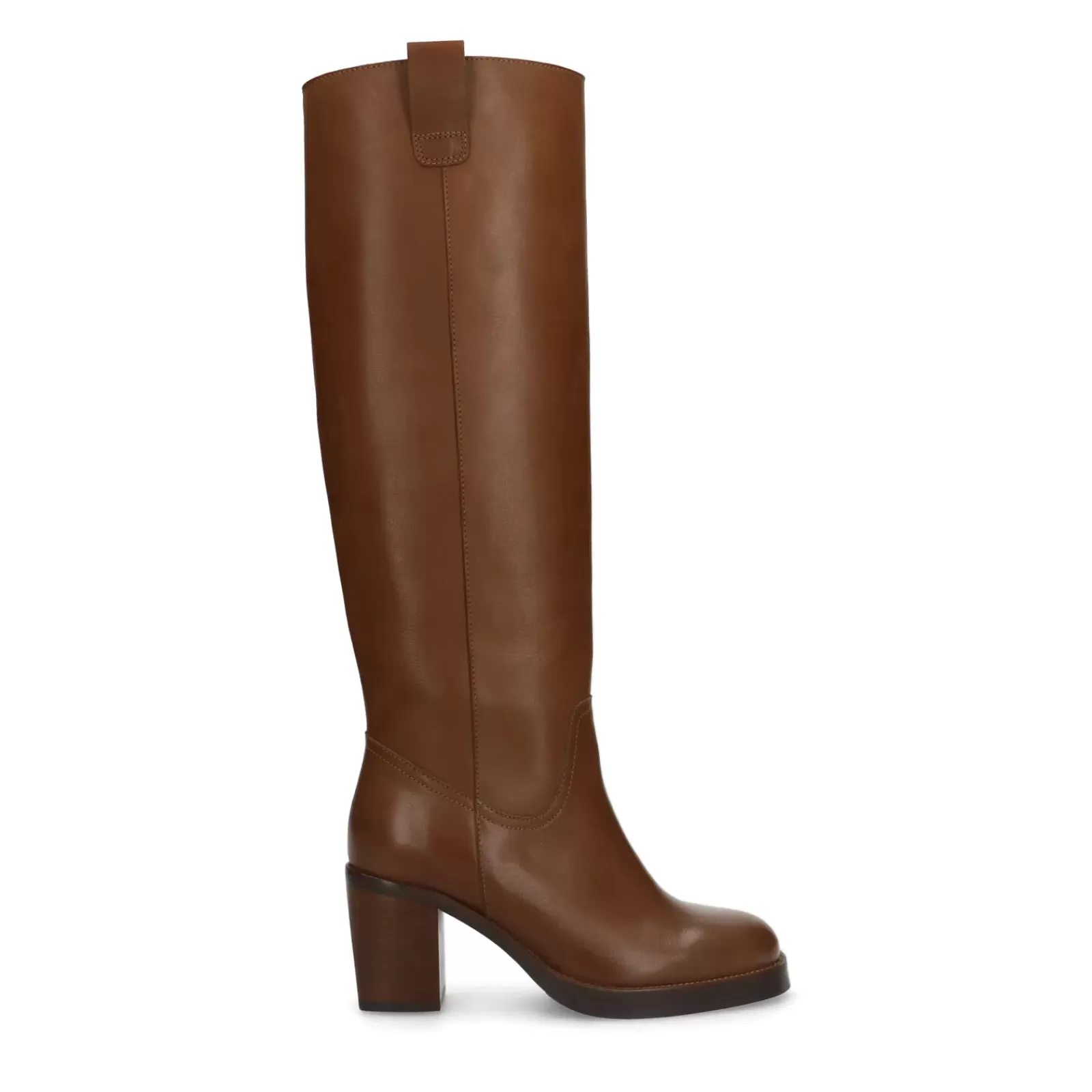 Femmes Sacha Bottines<Bottes A Talon En Cuir - Marron