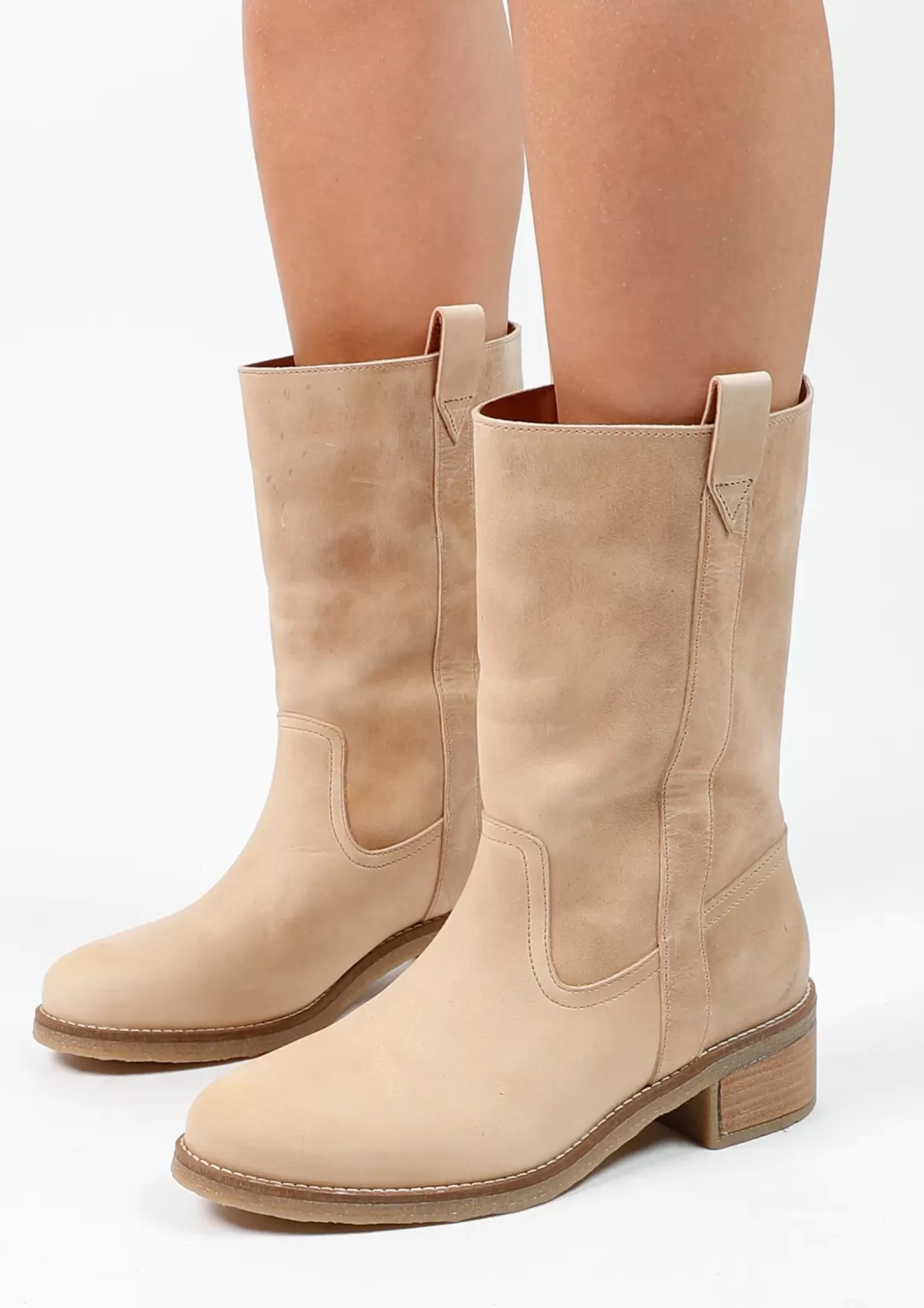 Femmes Sacha Bottines<Bottes En Cuir - Beige