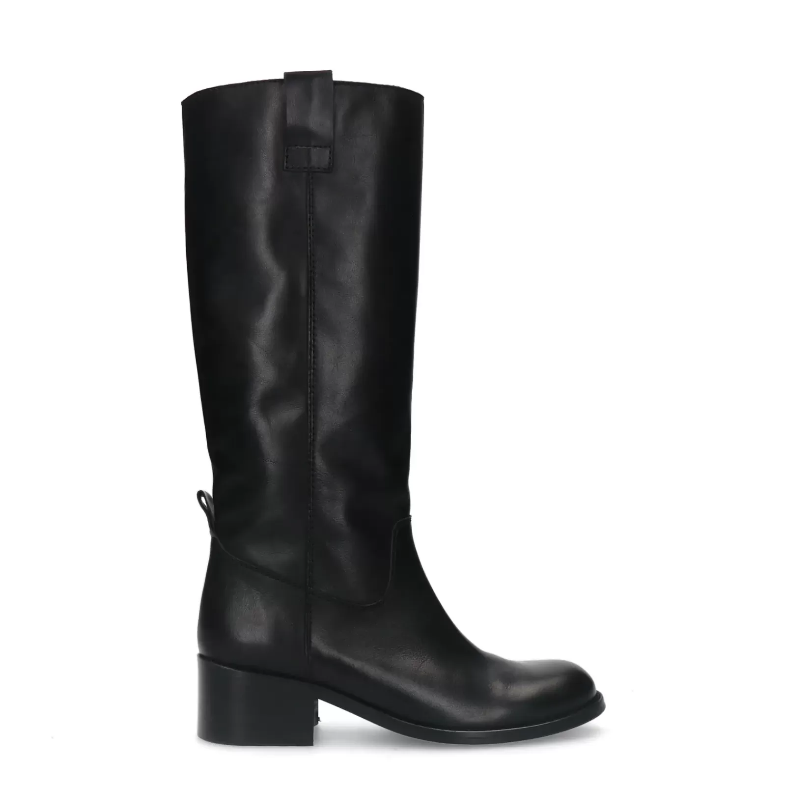 Femmes Sacha Bottines<Bottes Hautes A Talon En Cuir - Noir