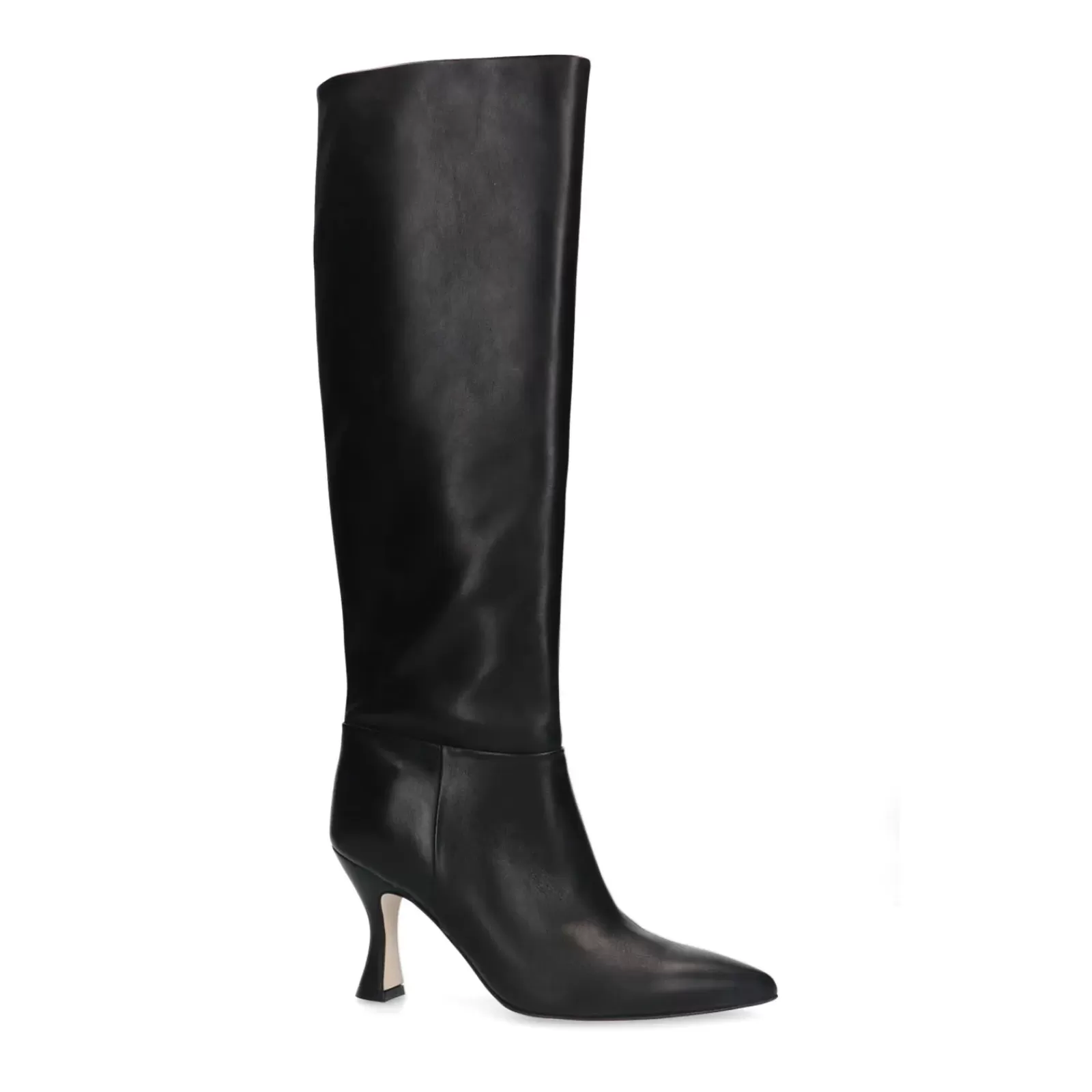 Femmes Sacha Bottines<Bottes Hautes En Cuir Avec Talon Entonnoir - Noir