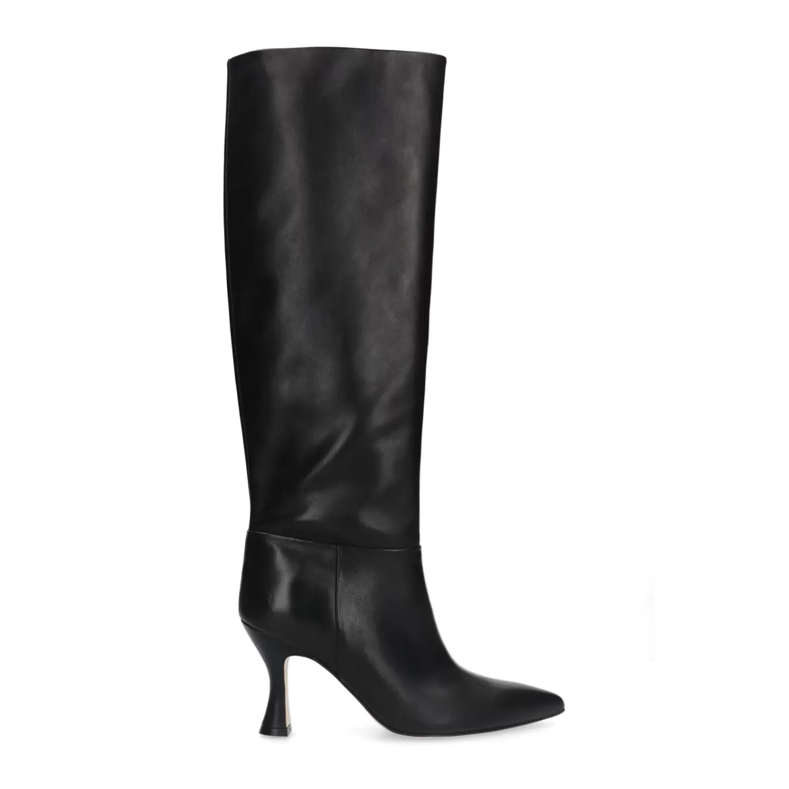 Femmes Sacha Bottines<Bottes Hautes En Cuir Avec Talon Entonnoir - Noir