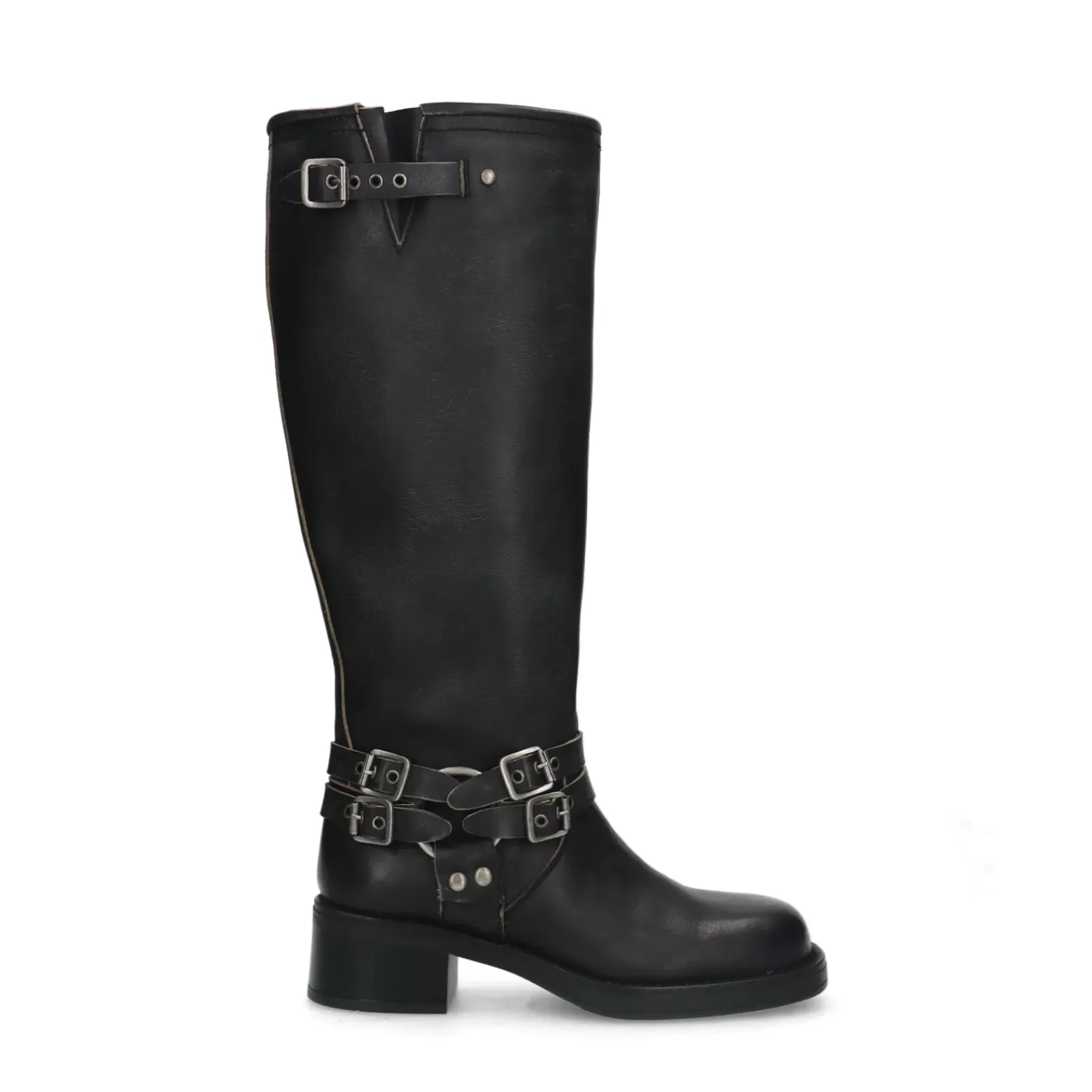 Femmes Sacha Bottines<Bottes Motardes A Boucles - Noir