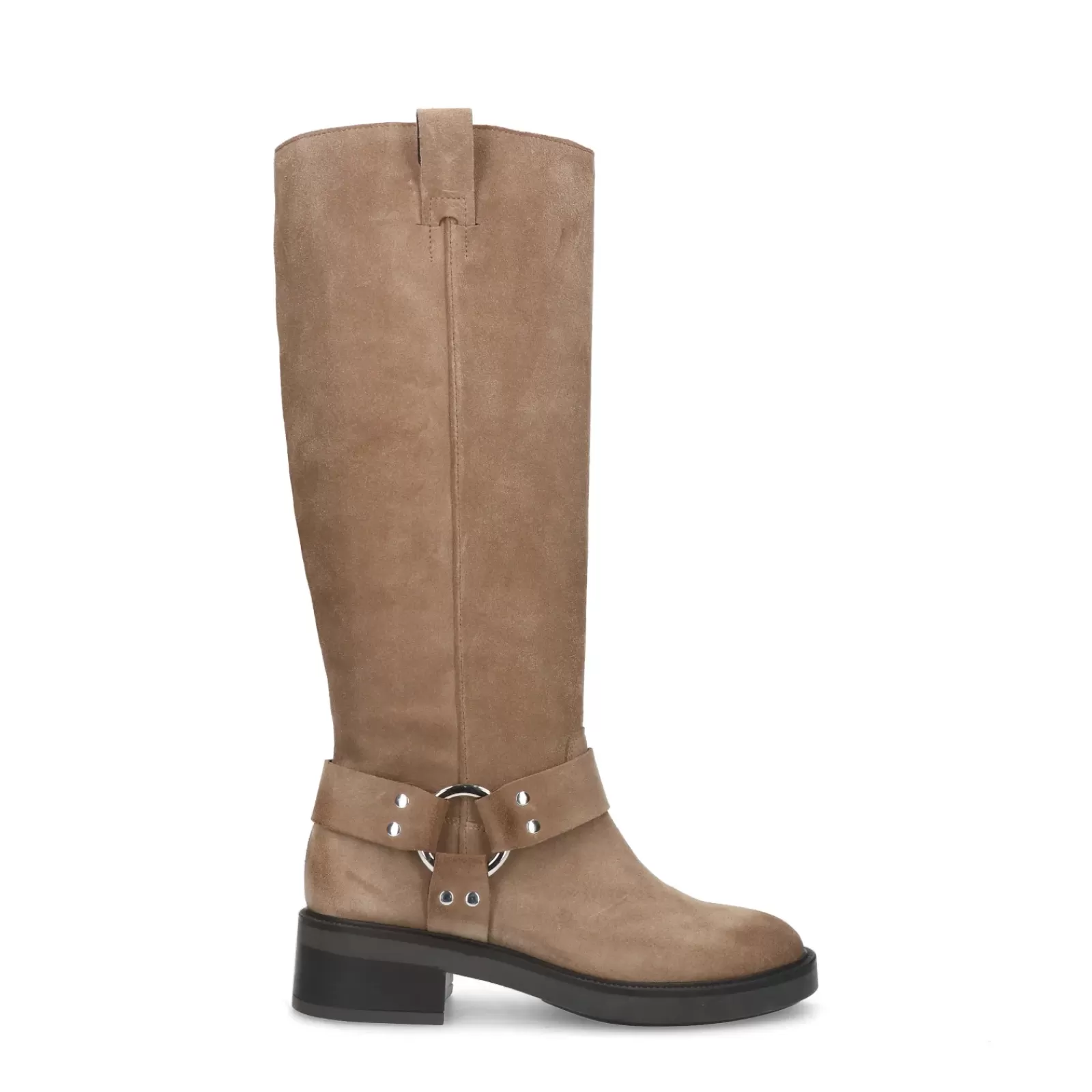 Femmes Sacha Bottines<Bottes Motardes Hautes En Daim - Taupe