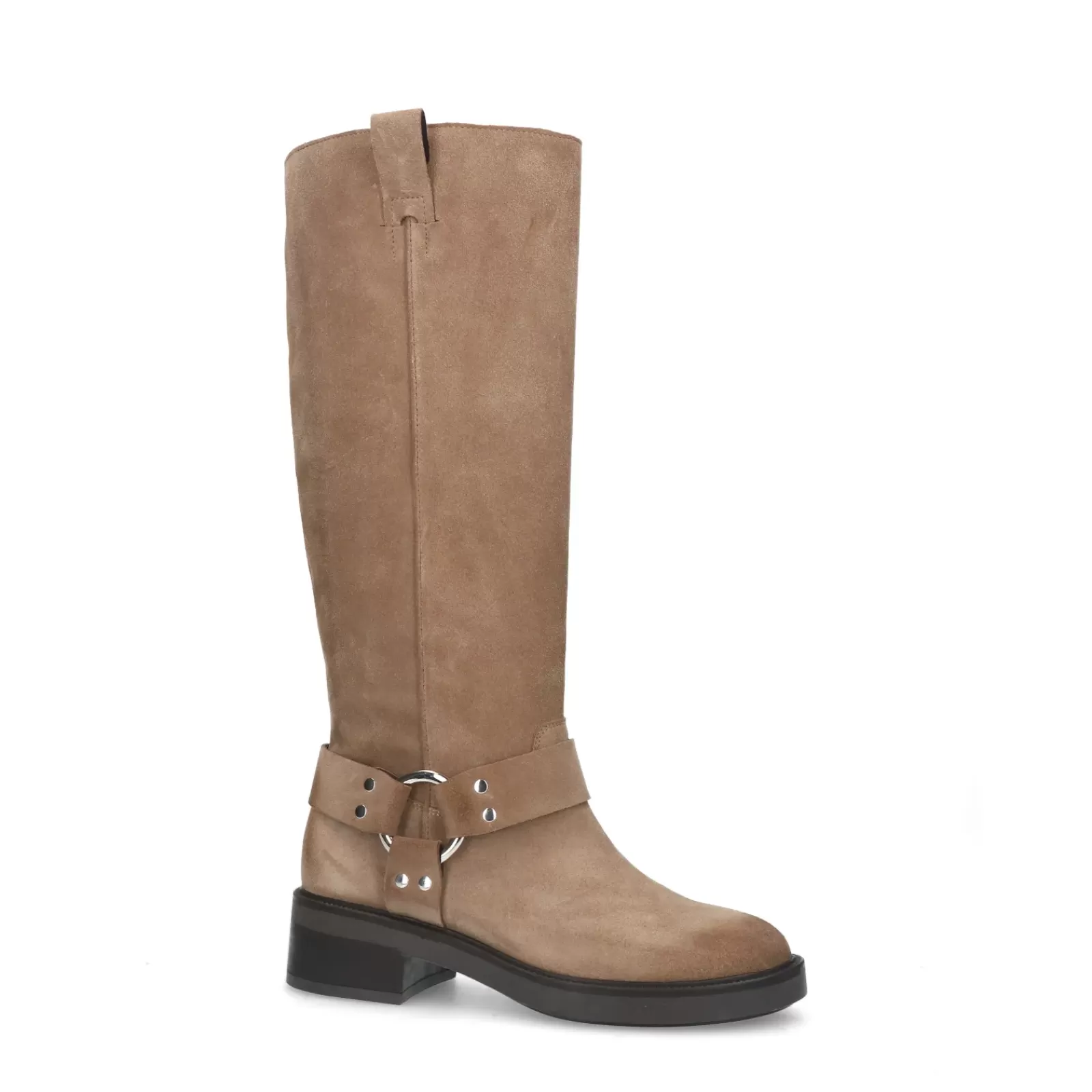 Femmes Sacha Bottines<Bottes Motardes Hautes En Daim - Taupe