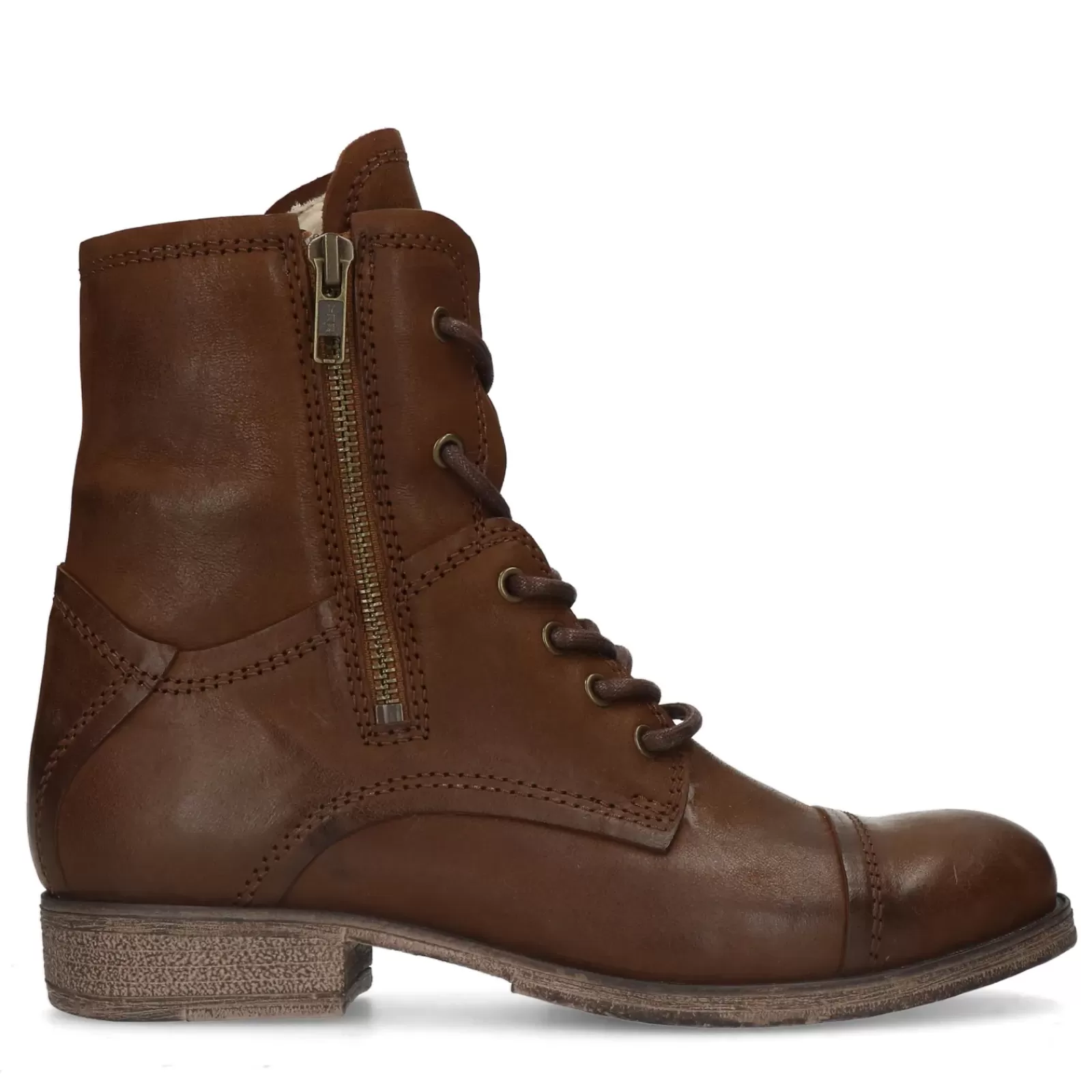 Femmes Sacha Bottines<Bottines A Lacets En Cuir - Marron