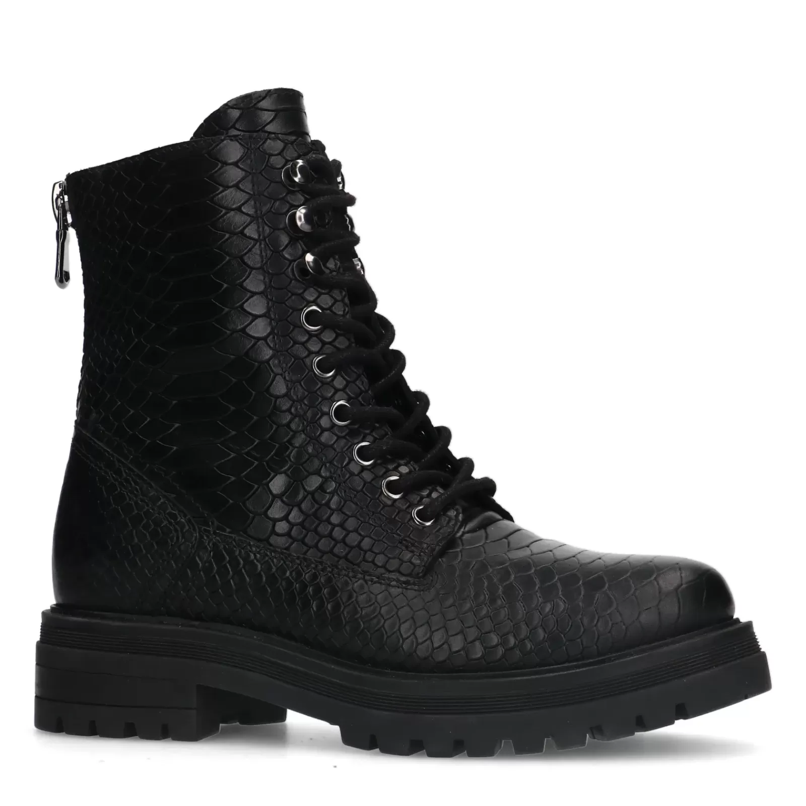 Femmes Sacha Bottines<Bottines A Lacets En Cuir - Noir