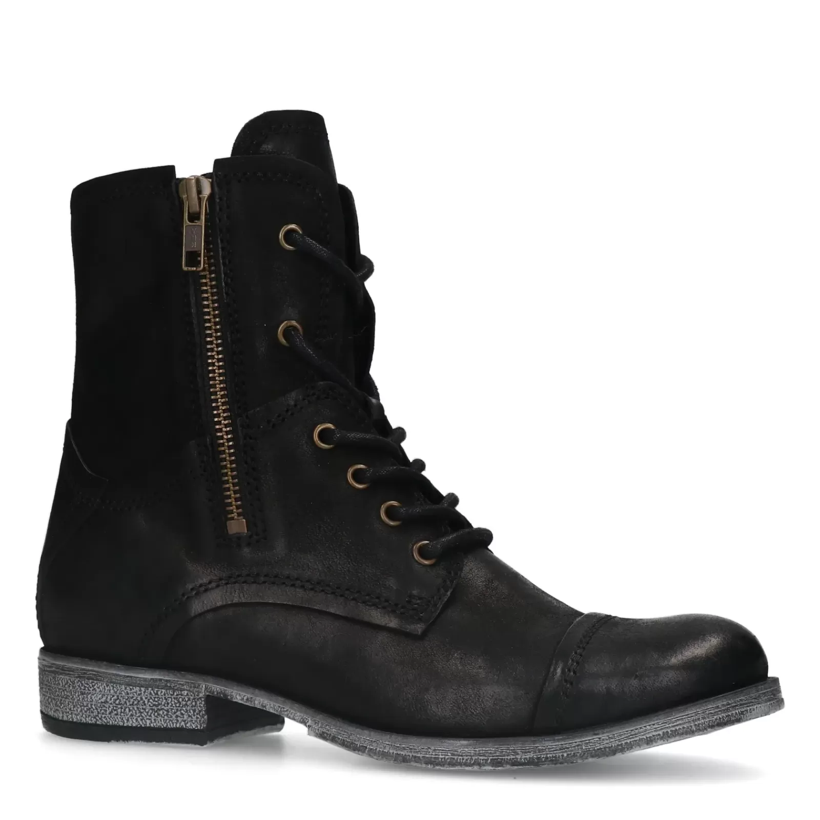 Femmes Sacha Bottines<Bottines A Lacets En Cuir - Noir