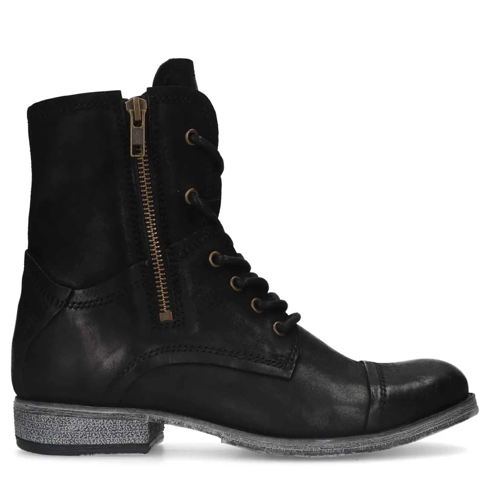 Femmes Sacha Bottines<Bottines A Lacets En Cuir - Noir