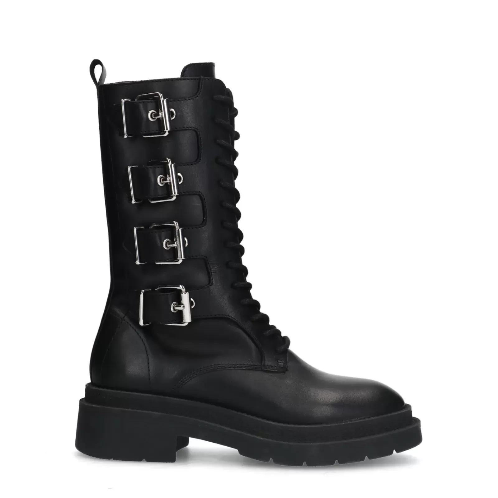 Femmes Sacha Bottines<Bottines A Lacets En Cuir Avec Boucles - Noir