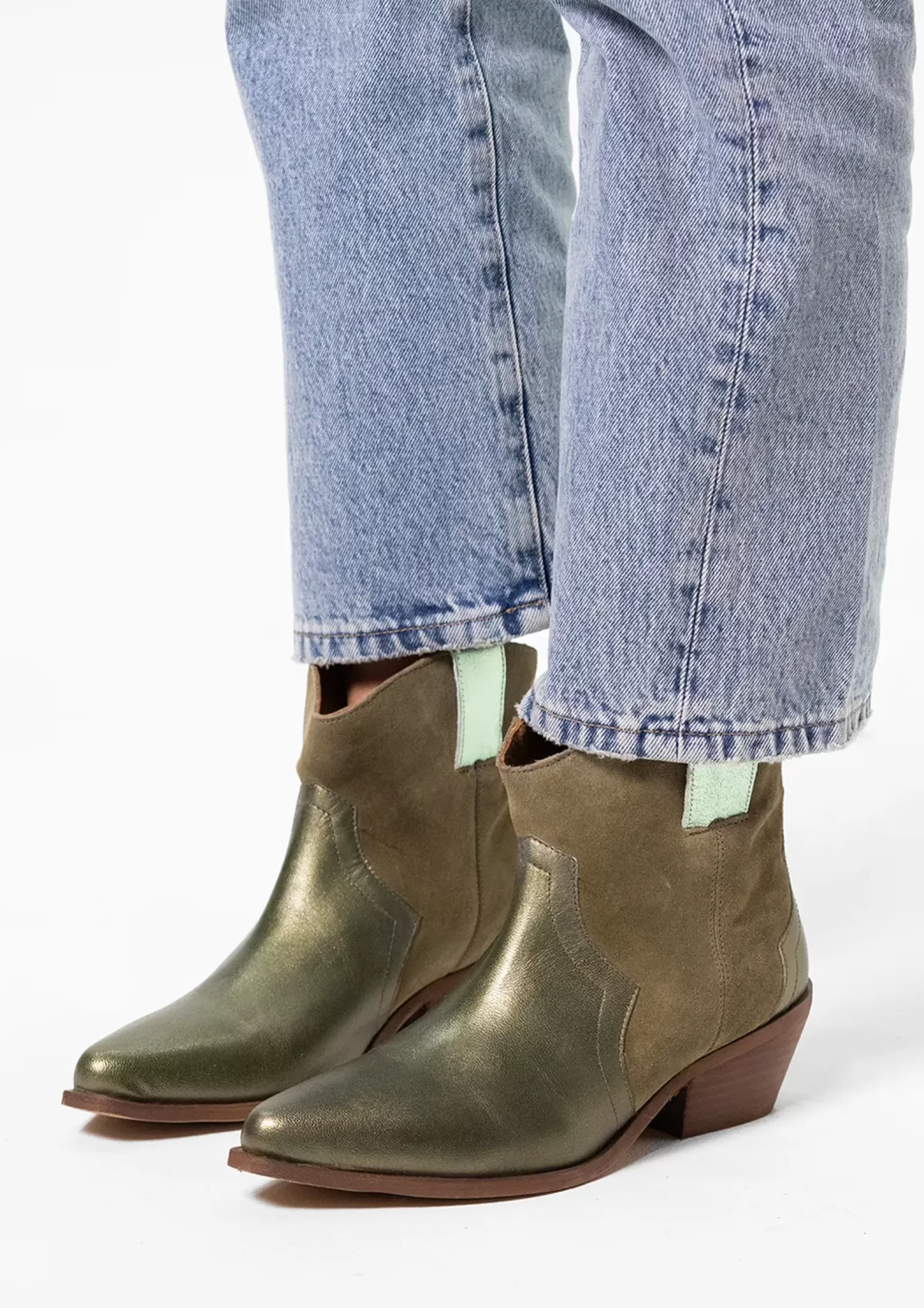 Femmes Sacha Bottines<Bottines A Talon En Daim - Vert