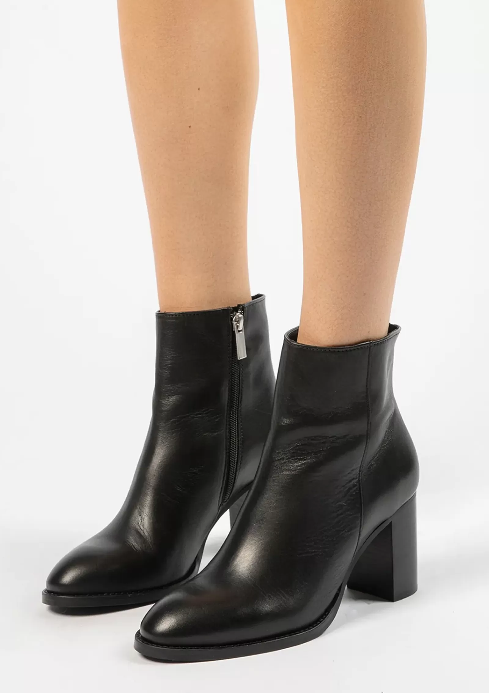 Femmes Sacha Bottines<Bottines Cuir A Talon - Noir