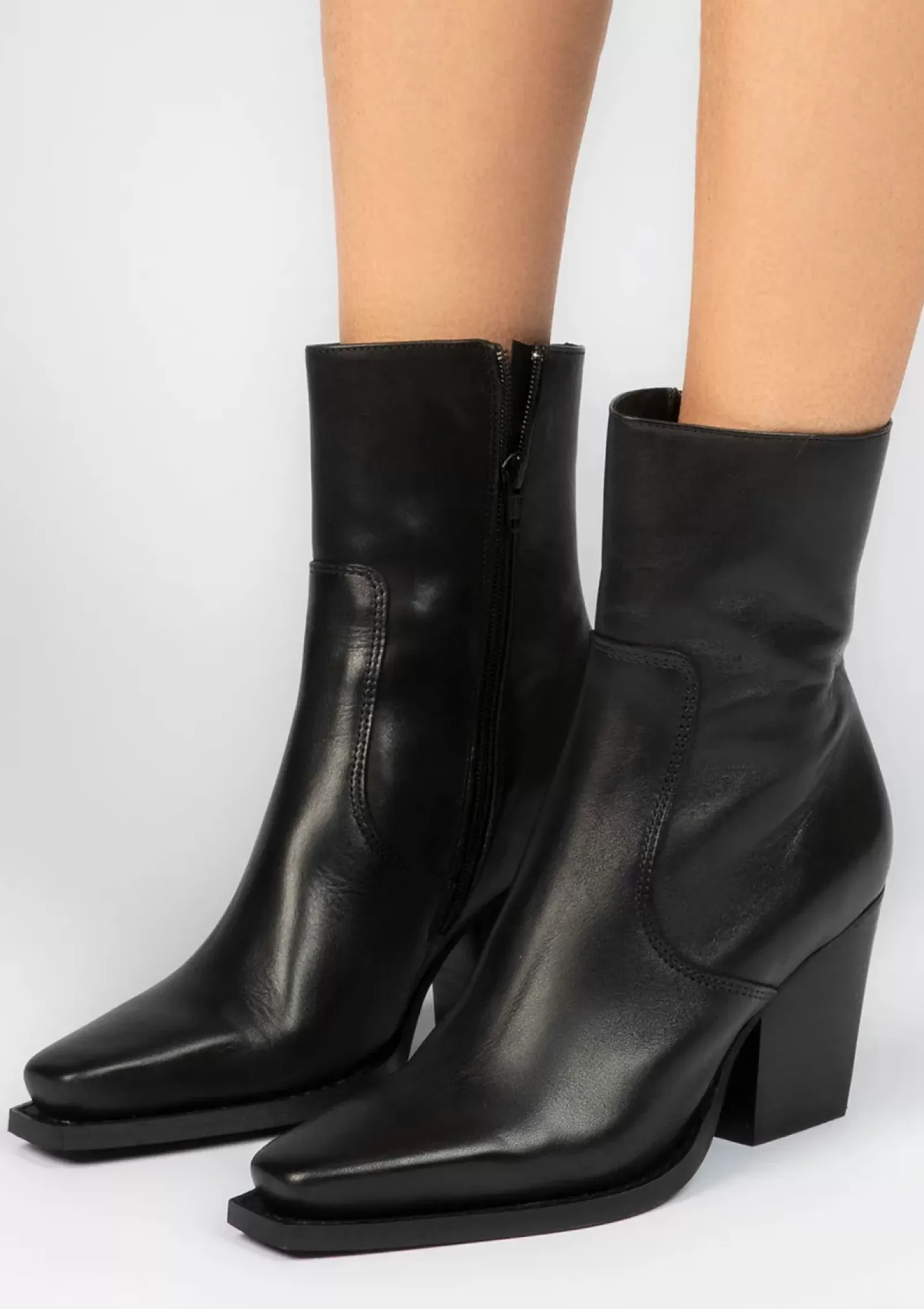 Femmes Sacha Bottines<Bottines Cuir A Talon - Noir