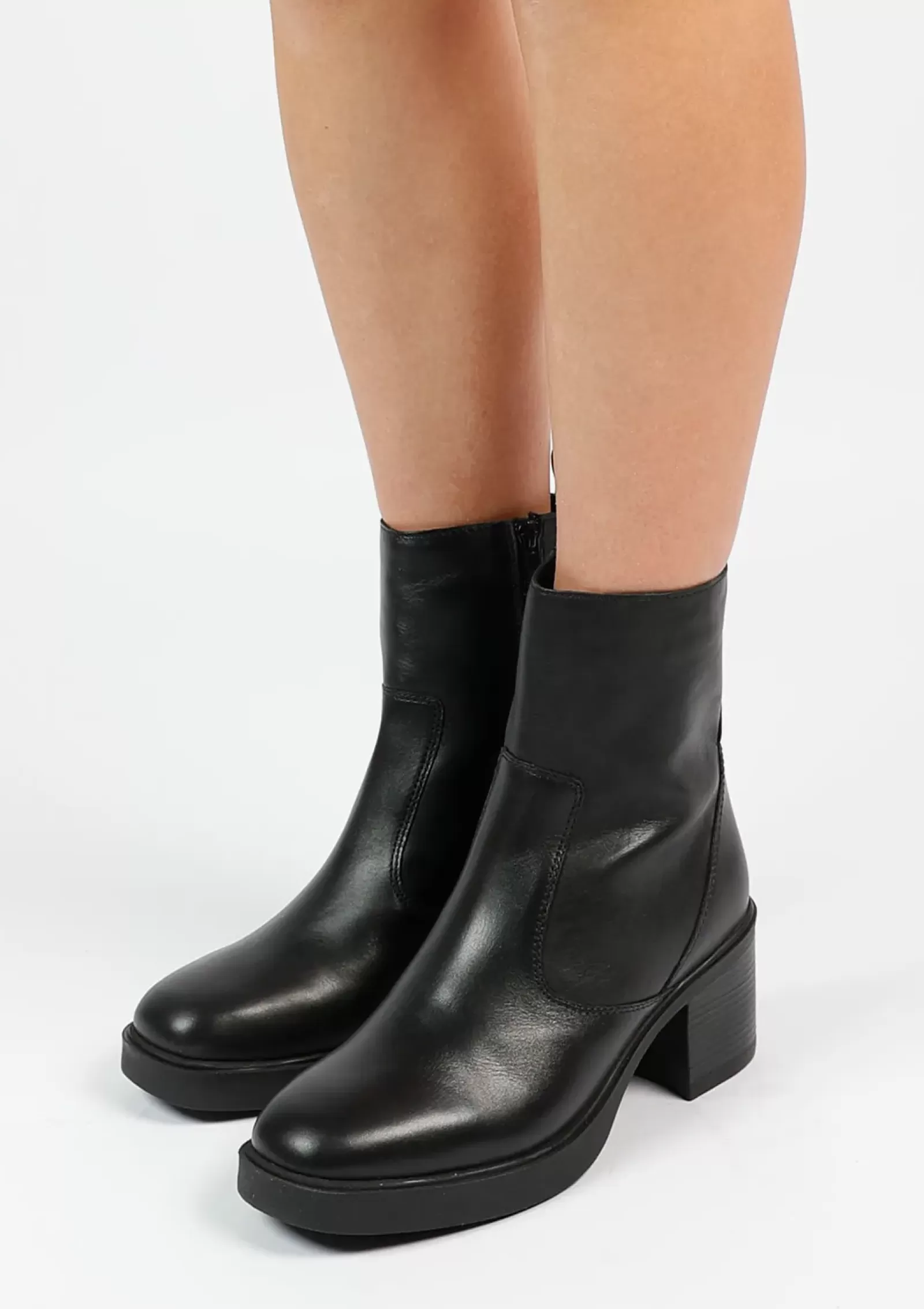 Femmes Sacha Bottines<Bottines Cuir A Talon - Noir