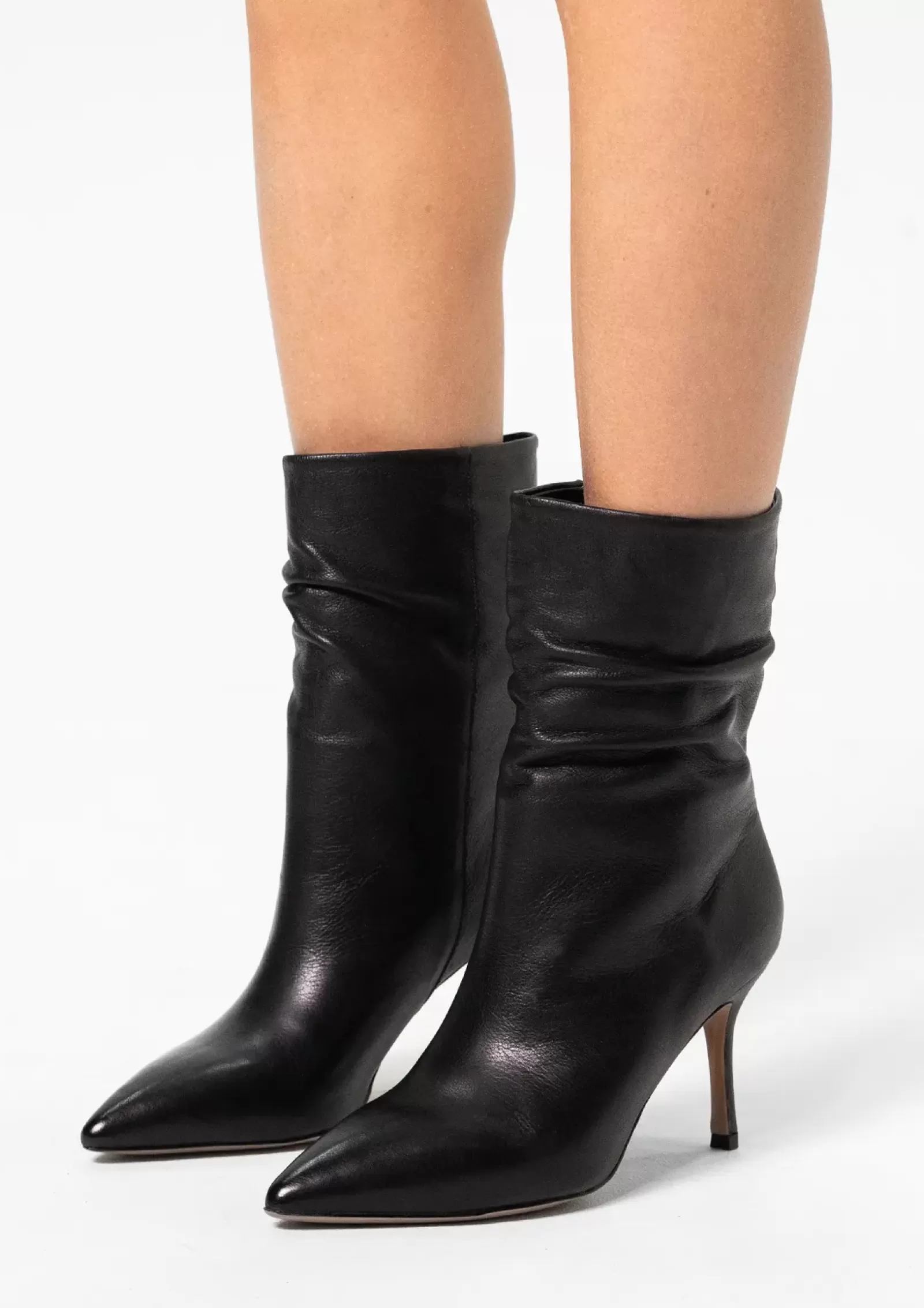 Femmes Sacha Bottines<Bottines Cuir A Talon Aiguille - Noir