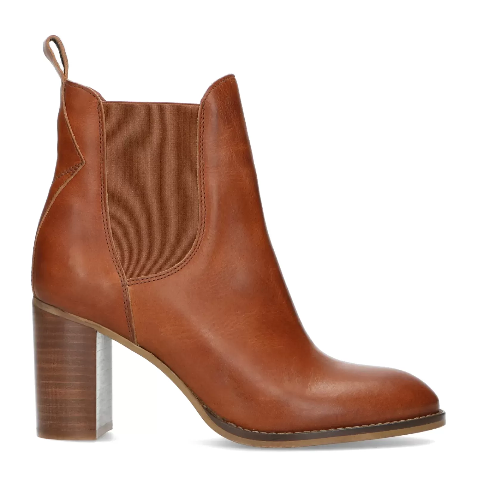 Femmes Sacha Bottines<Bottines En Cuir A Talon - Marron