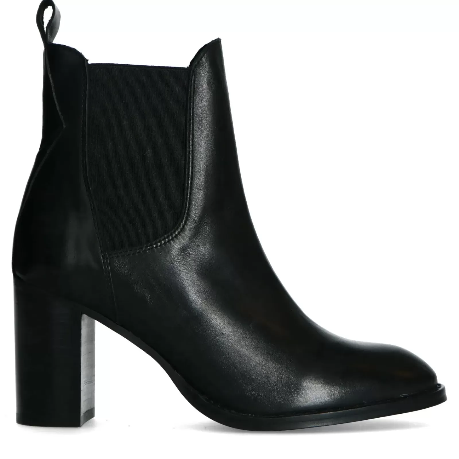 Femmes Sacha Bottines<Bottines En Cuir A Talon - Noir