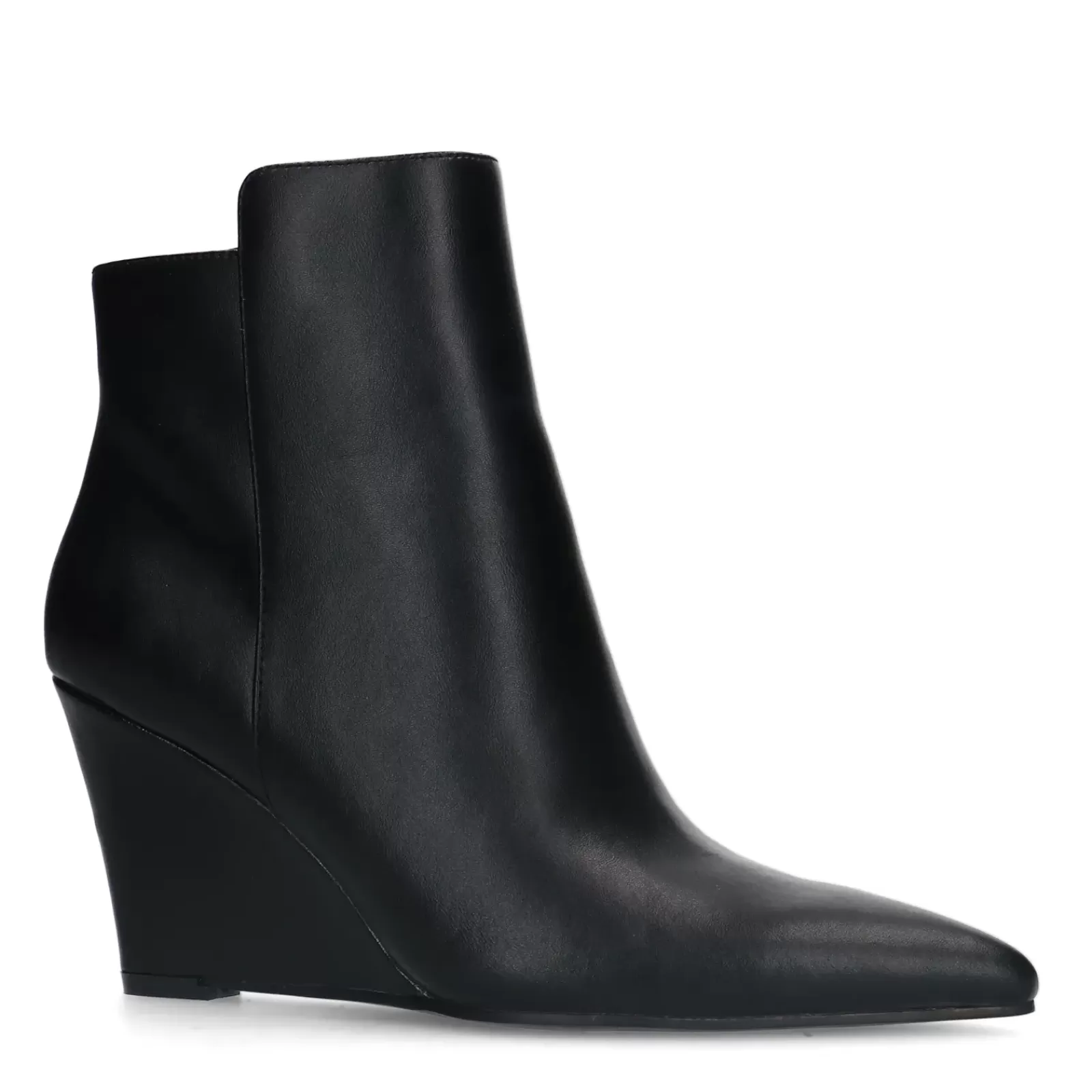 Femmes Sacha Bottines<Bottines En Cuir Avec Talon Compense - Noir