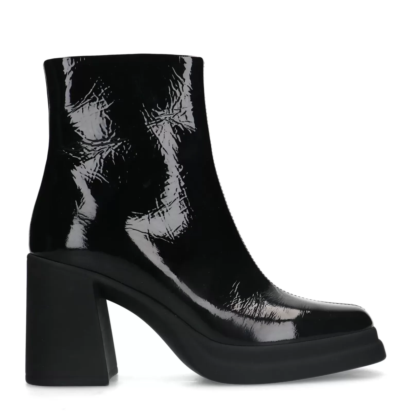 Femmes Sacha Bottines<Bottines Finition Vernie Avec Talon Cubain - Noir