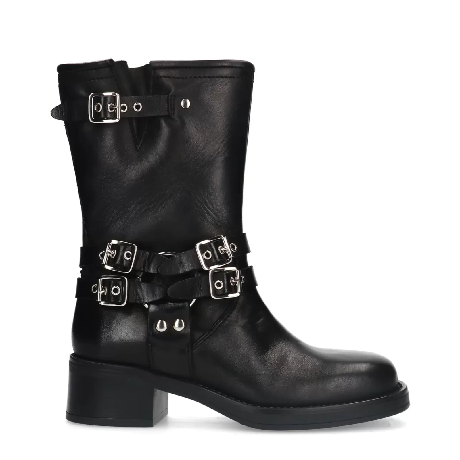 Femmes Sacha Bottines<Bottines Motardes A Boucles - Noir