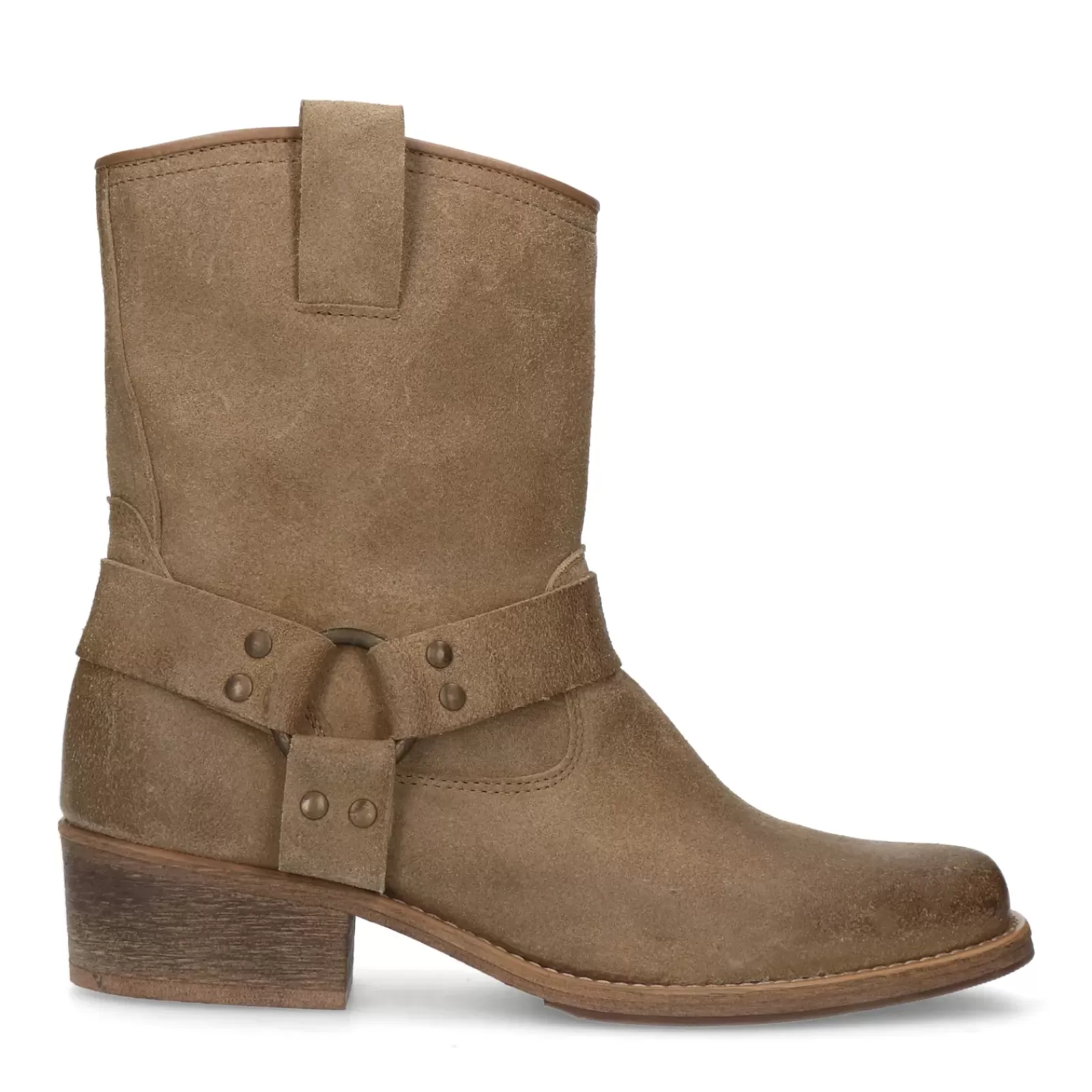 Femmes Sacha Bottines<Bottines Motardes En Daim - Taupe