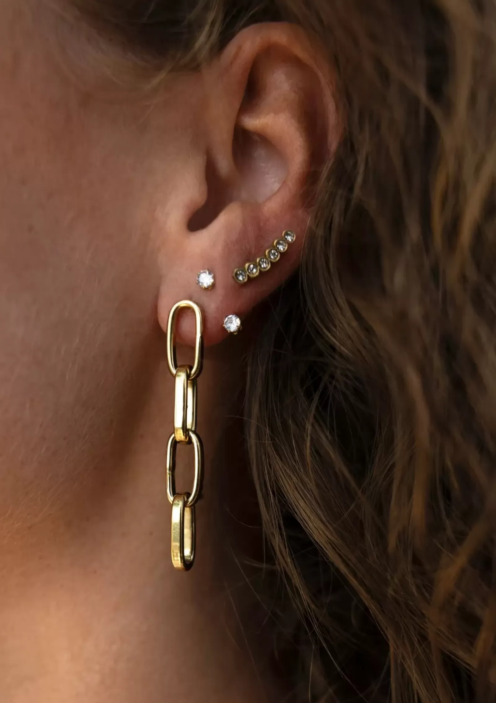 Femmes Sacha Bijoux<Boucles D'Oreille Pendantes A Maillons - Dore