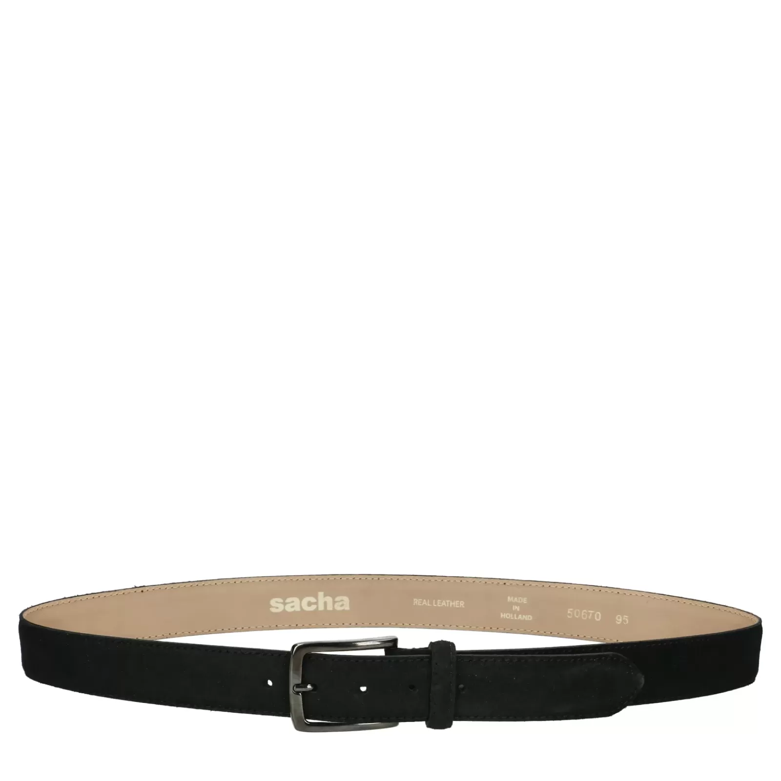 Hommes Sacha Accessoires<Ceinture En Daim Avec Boucle Argentee - Noir