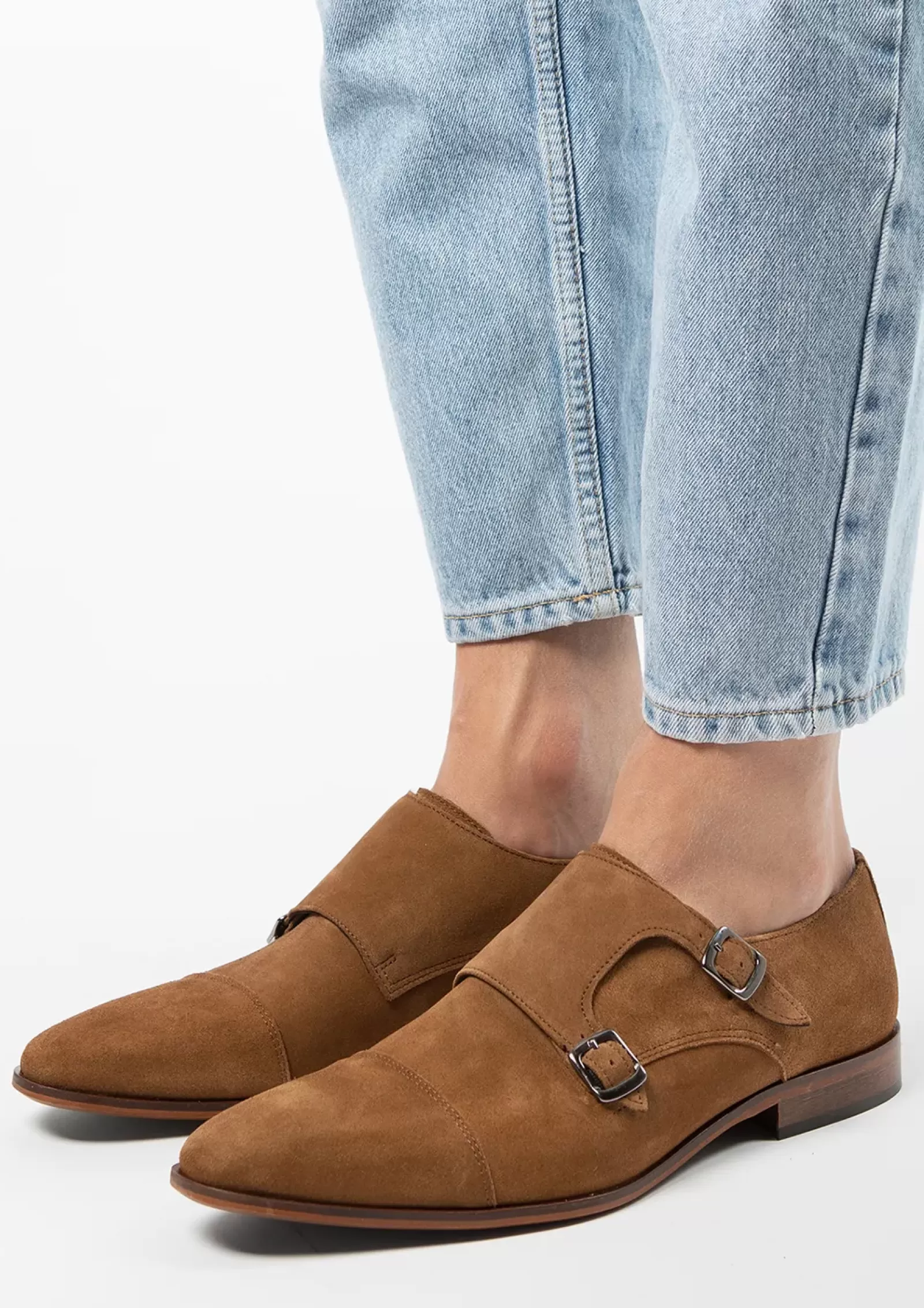 Hommes Sacha Chaussures À Boucle<Chaussures À Boucles En Daim - Marron