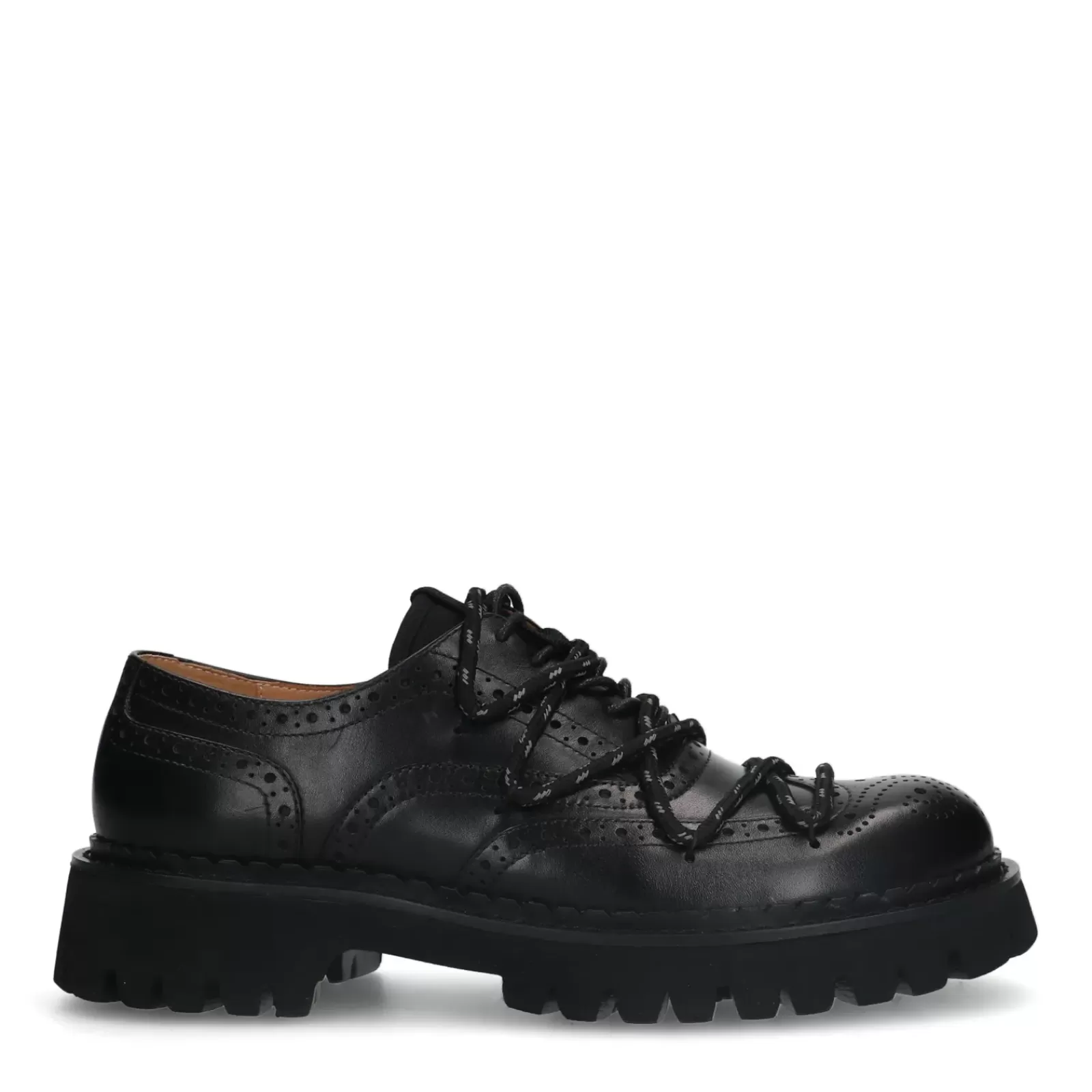 Hommes Sacha Chaussures À Lacets<Chaussures À Lacets Chunky En Cuir - Noir