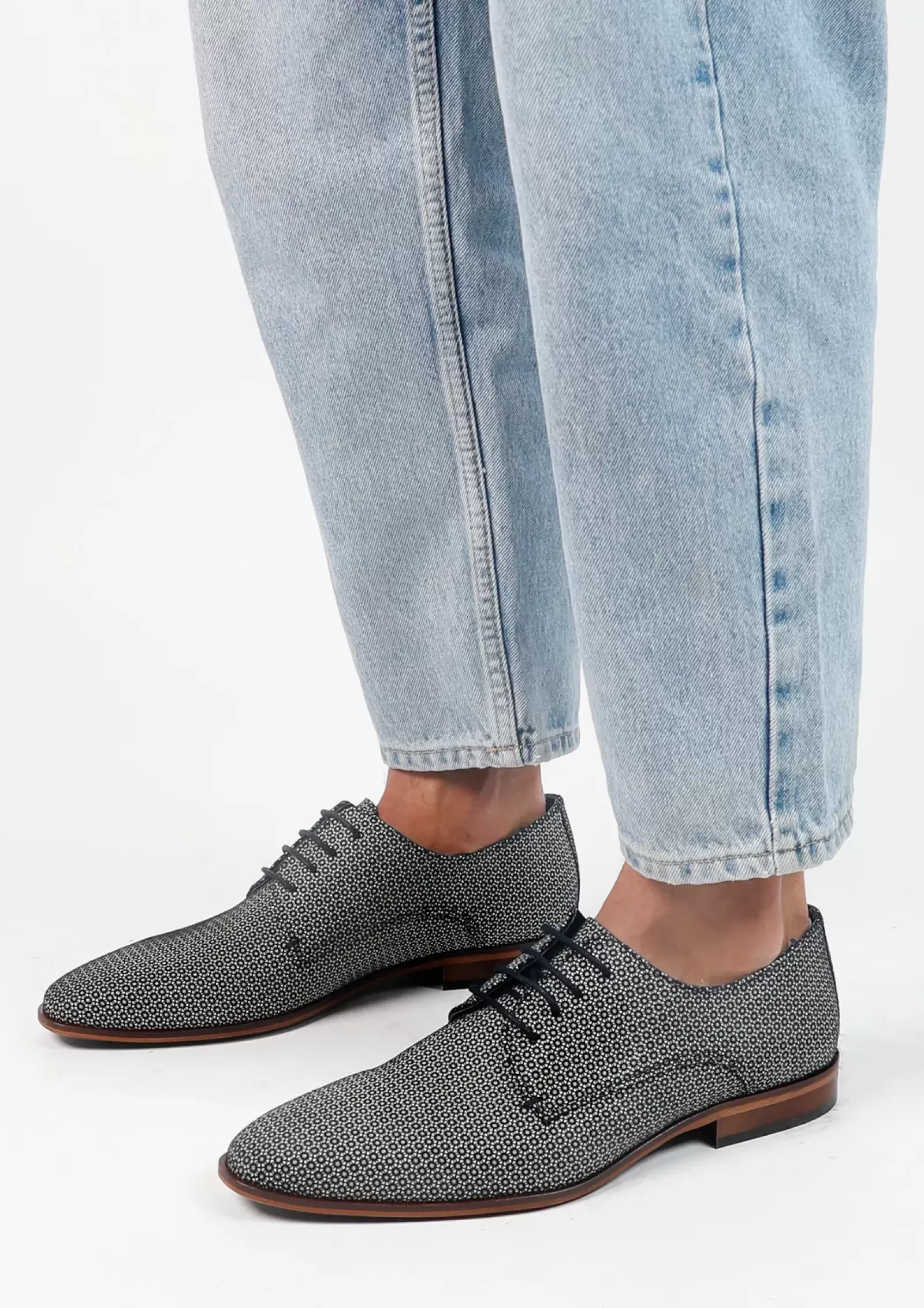 Hommes Sacha Chaussures À Lacets<Chaussures À Lacets En Cuir Avec Motif - Bleu