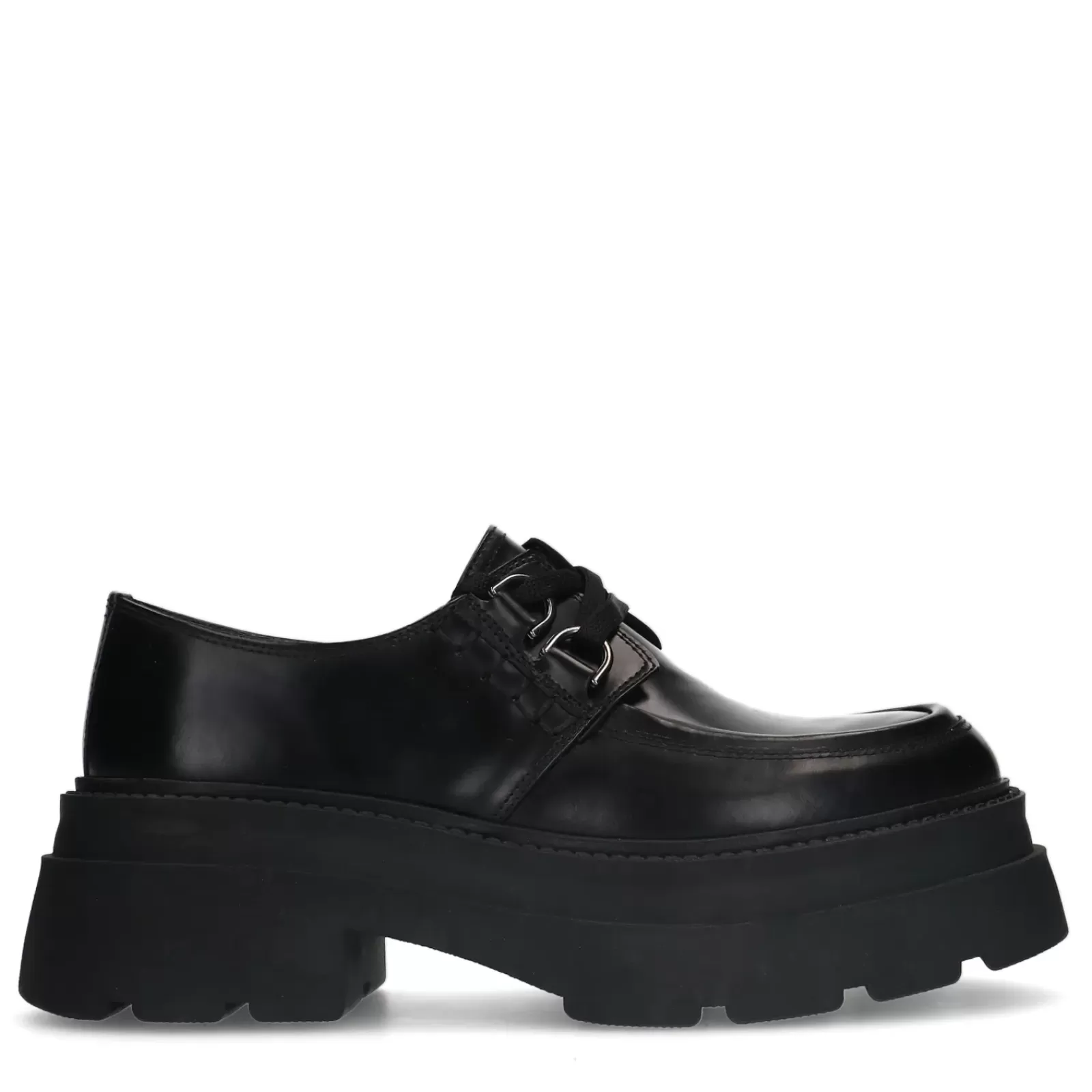 Femmes Sacha Chaussures À Lacets<Chaussures À Lacets En Cuir Avec Semelle Plateforme - Noir