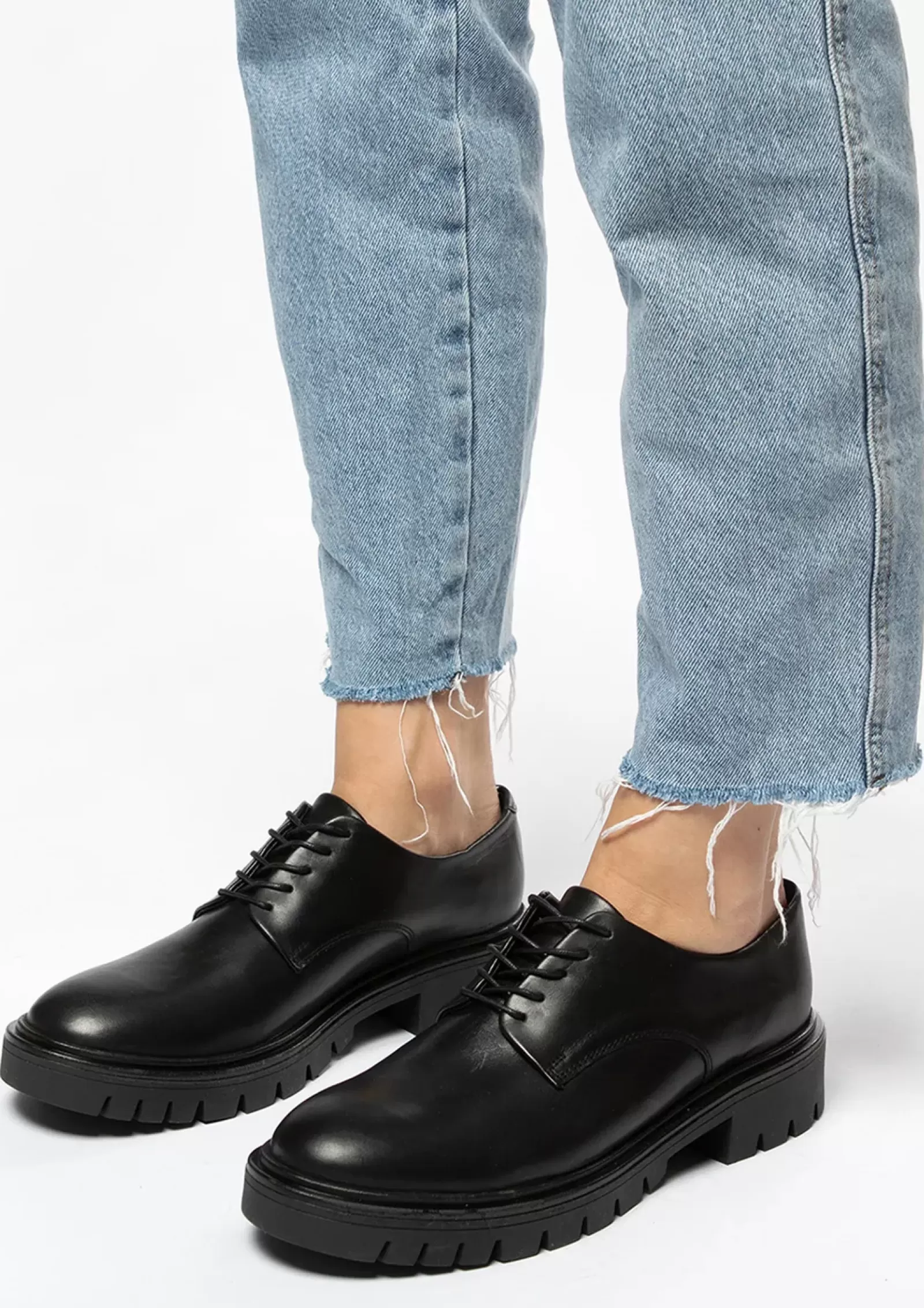 Femmes Sacha Chaussures À Lacets<Chaussures À Lacets En Cuir Avec Semelle Plateforme - Noir