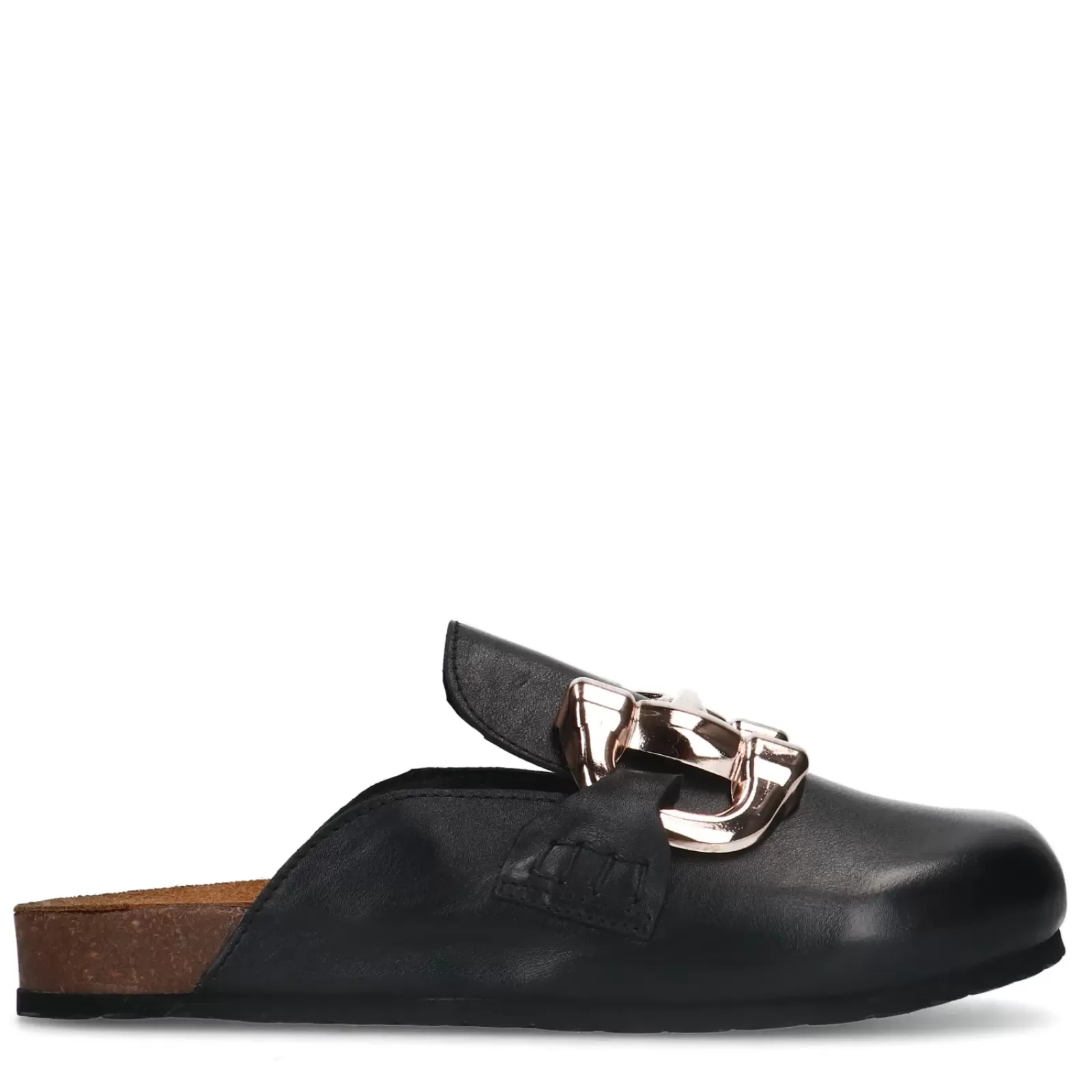 Femmes Sacha Mocassins<Chaussures Slip-On En Cuir Avec Chaine - Noir