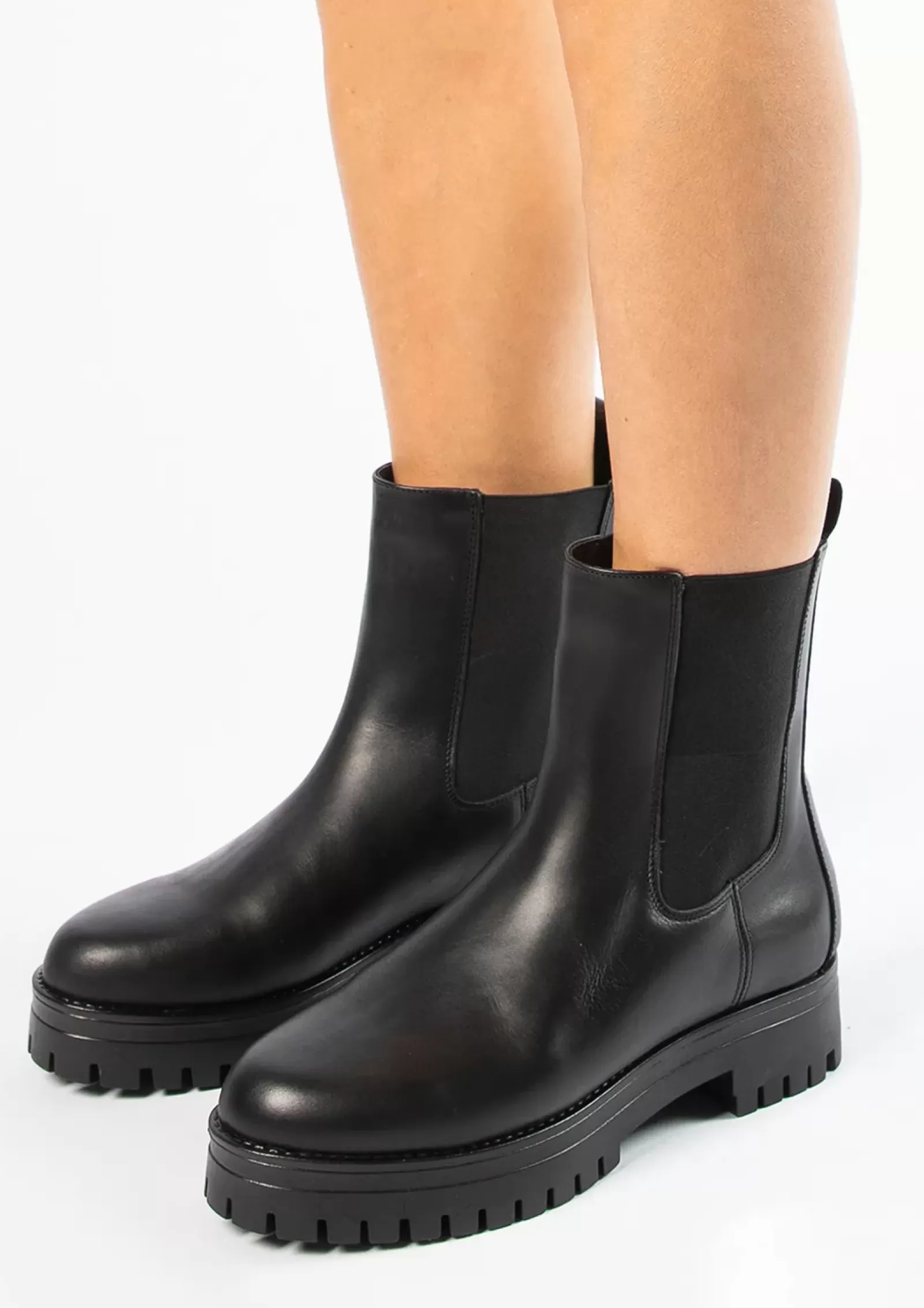 Femmes Sacha Bottines<Chelsea Boots Basses En Cuir - Noir