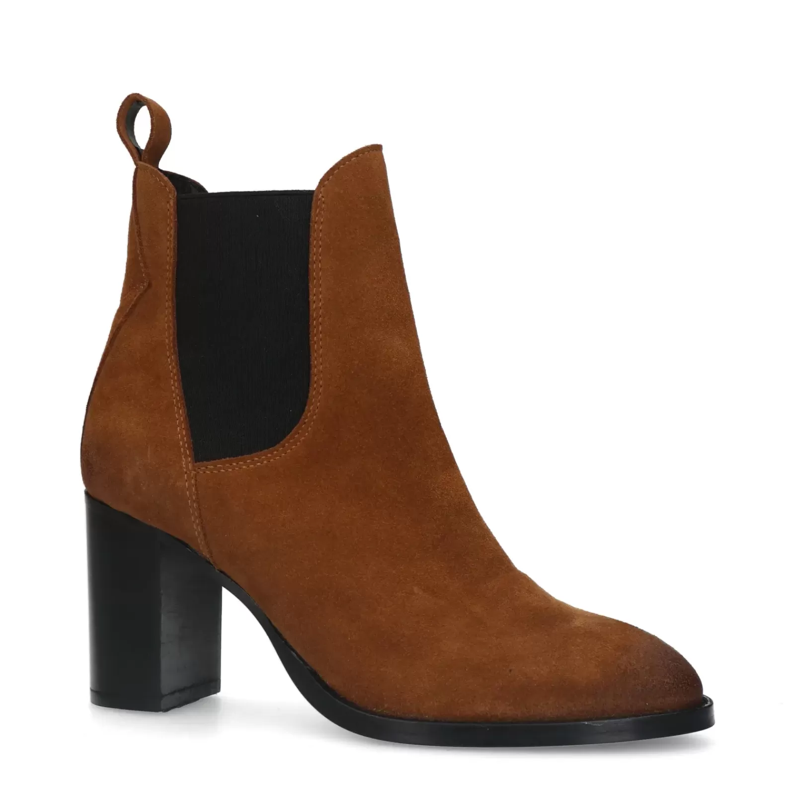 Femmes Sacha Bottines<Chelsea Boots Daim A Talon - Marron