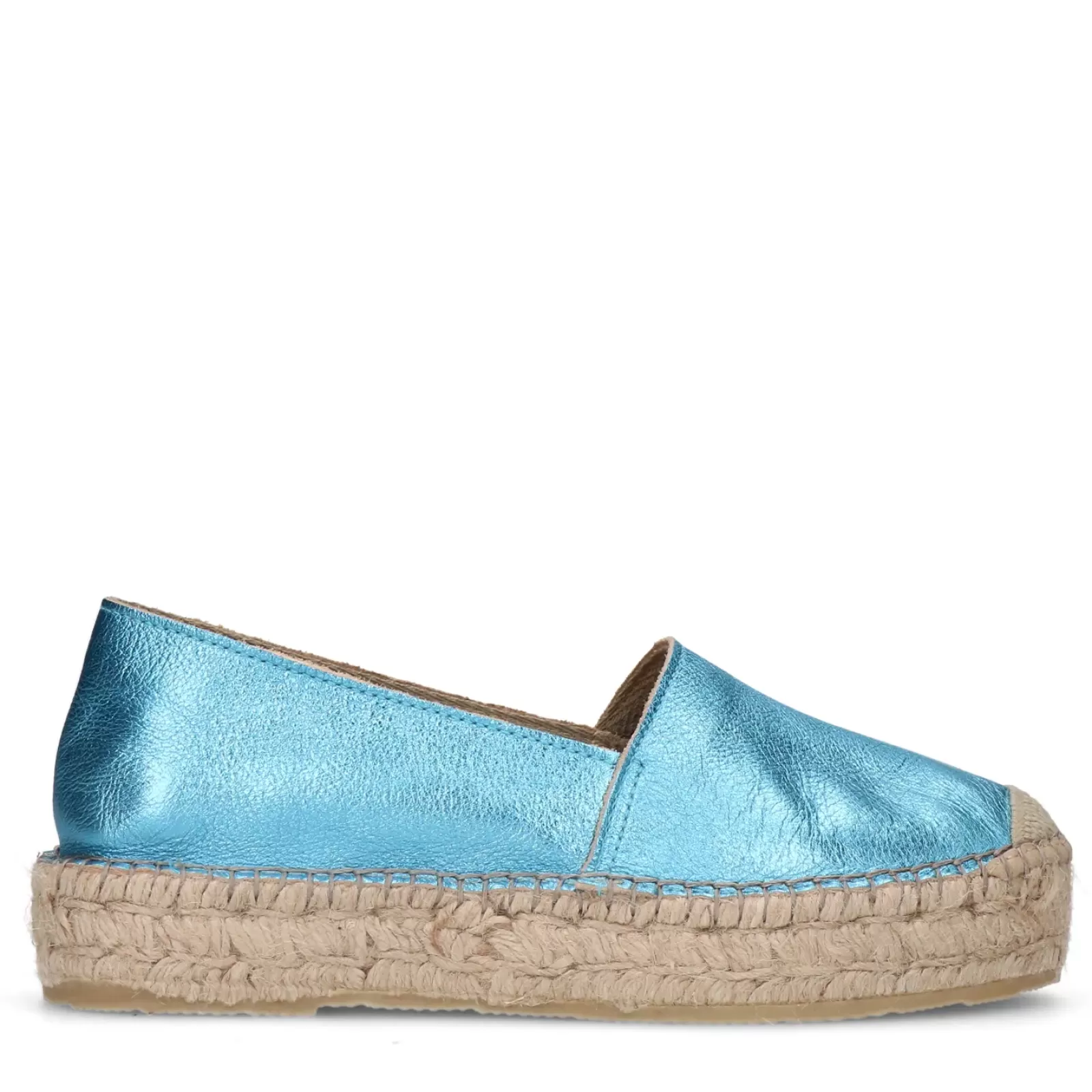 Femmes Sacha Mocassins<Espadrilles En Cuir Metallise - Bleu